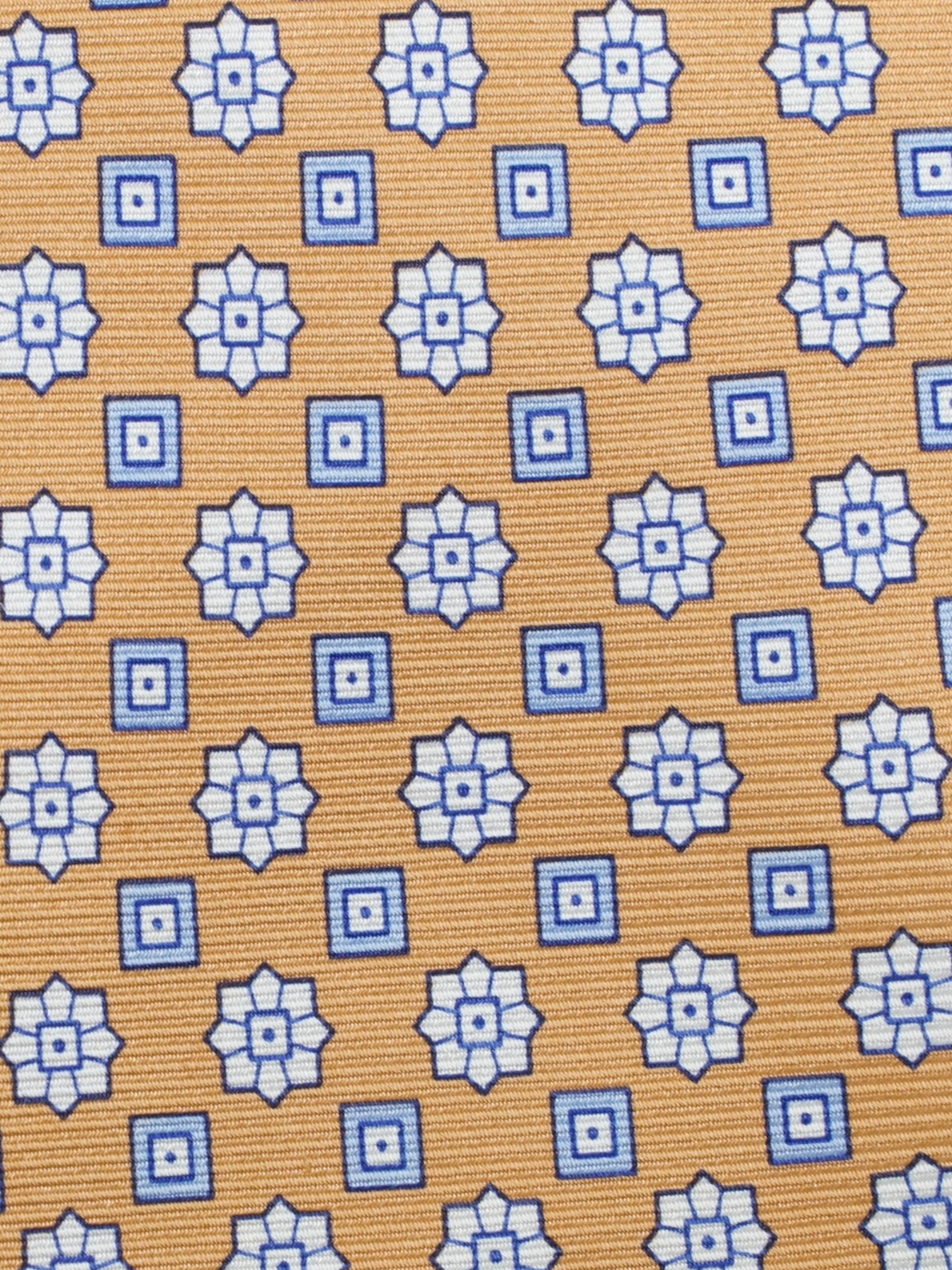 Luigi Borrelli 5-Fold Peach & Light Blue Silk Floral Pattern Tie