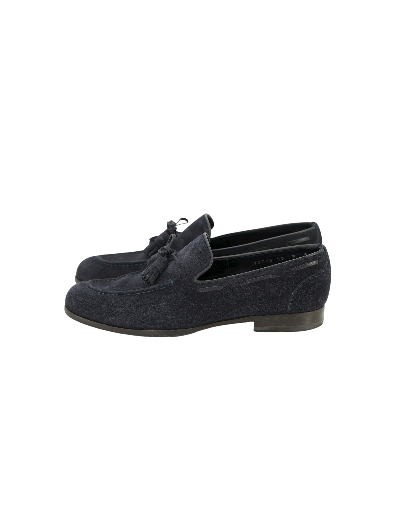 Santoni Navy Suede Handgrade Tassel Loafer