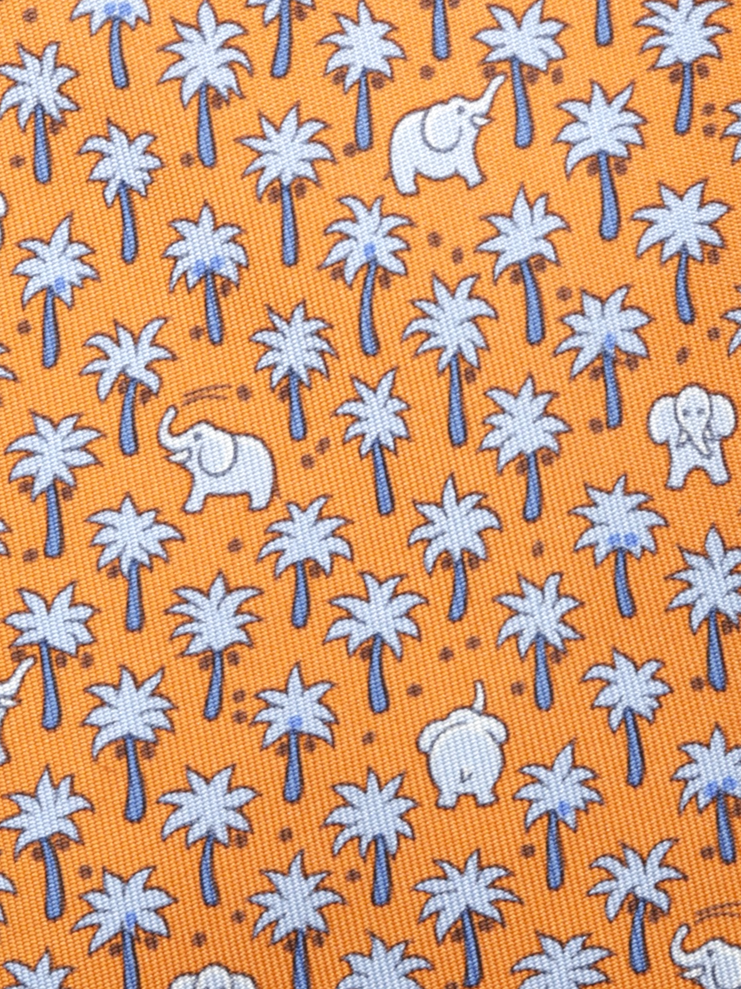 Hermès Orange & Steel Blue Elephants-Pattern Tie