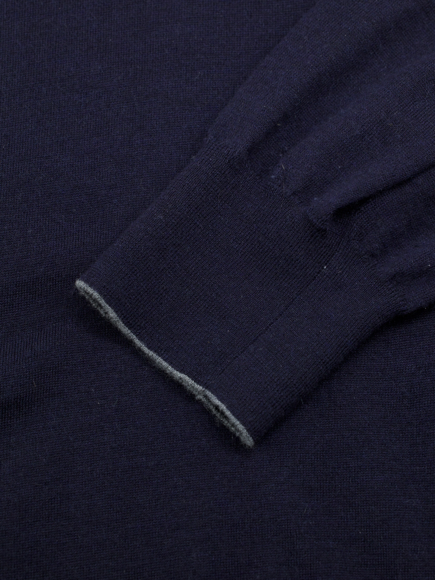 Brunello Cucinelli Navy Wool & Cashmere Long-Sleeve Polo
