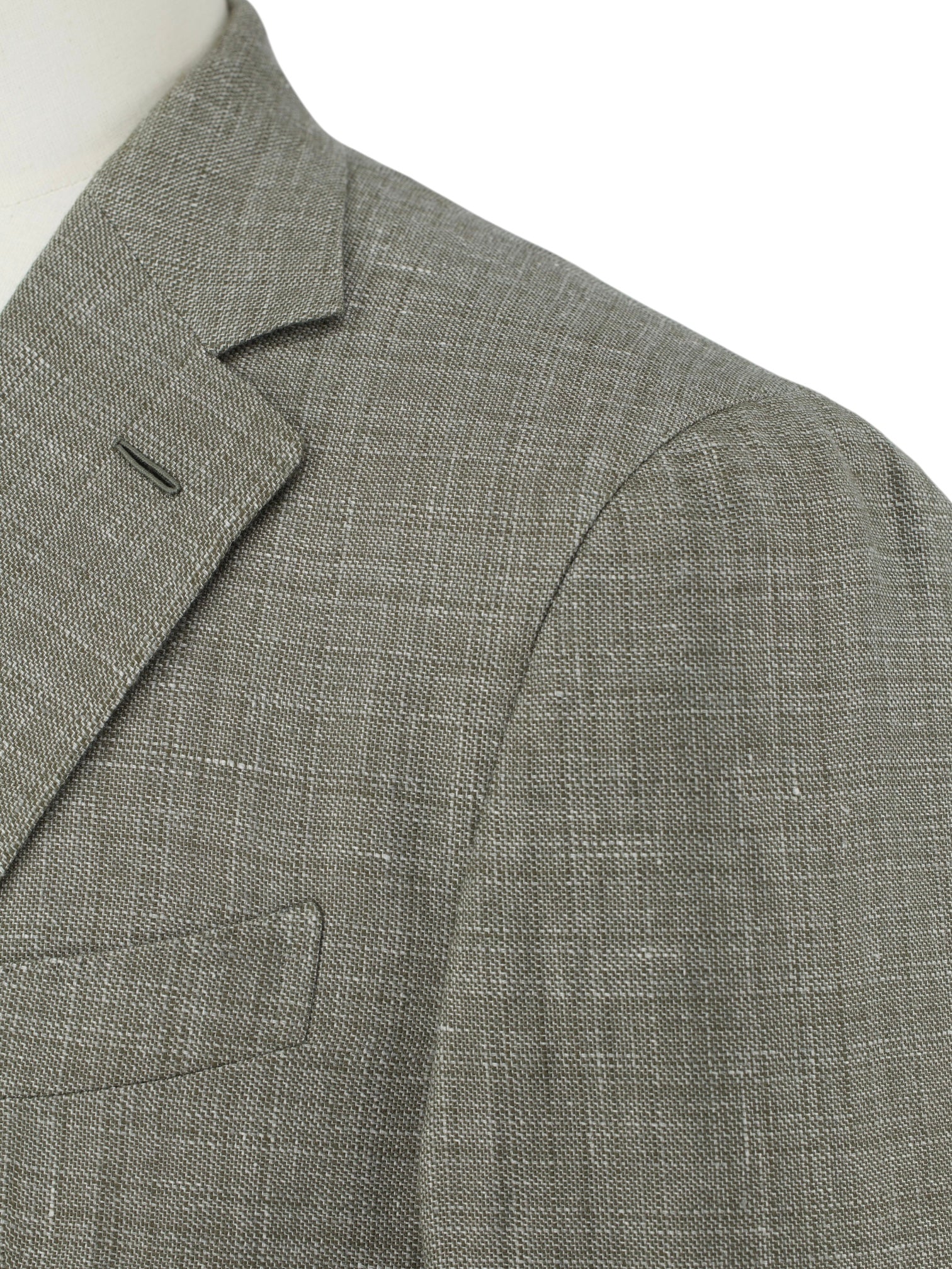 Caruso Light Sage Green Linen & Wool Plain-Weave Aida Jacket