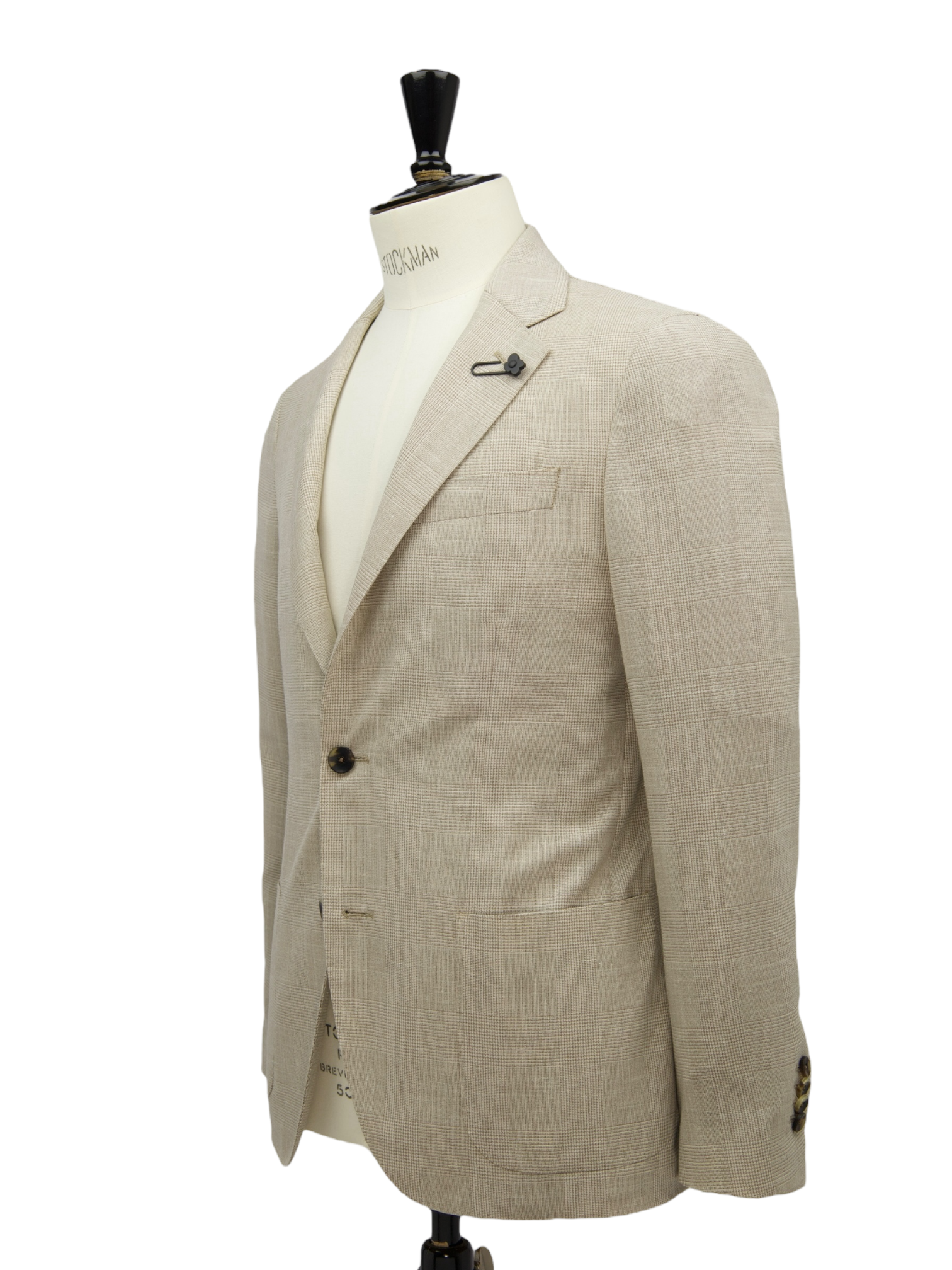 Lardini Taupe Wool, Silk & Linen Prince of Wales Jacket