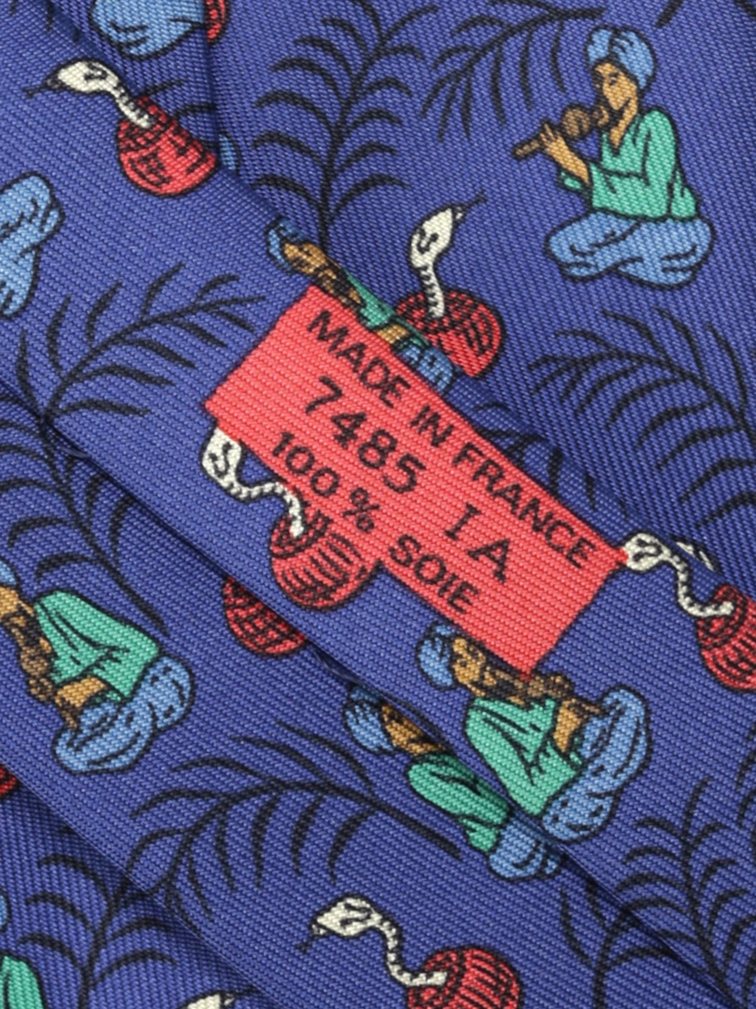 Hermès Blue & Red Silk Cobra-Whisperer Tie