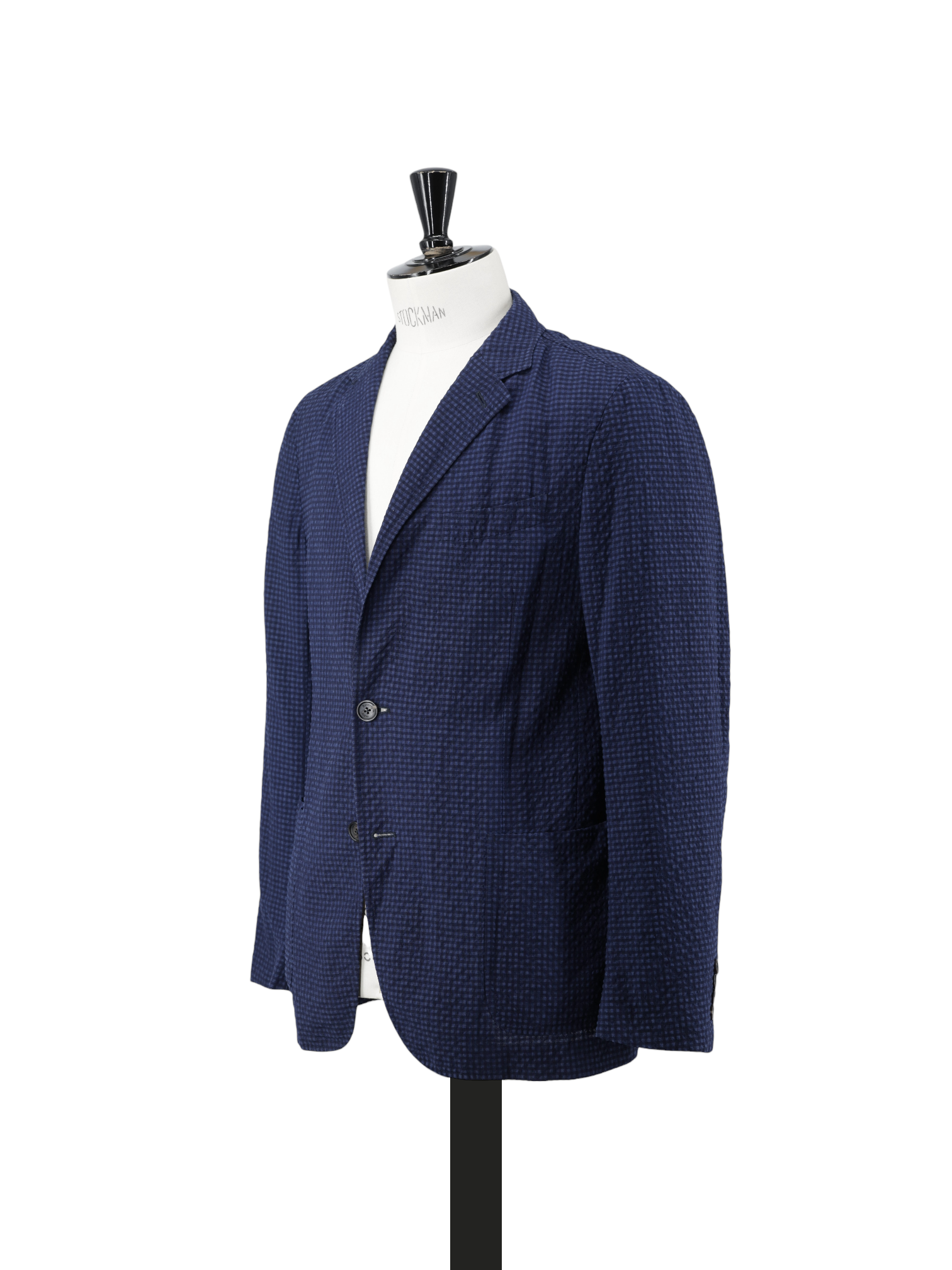 Ermenegildo Zegna Dark Blue Pure Cotton Unconstructed Micro-Pattern Jacket
