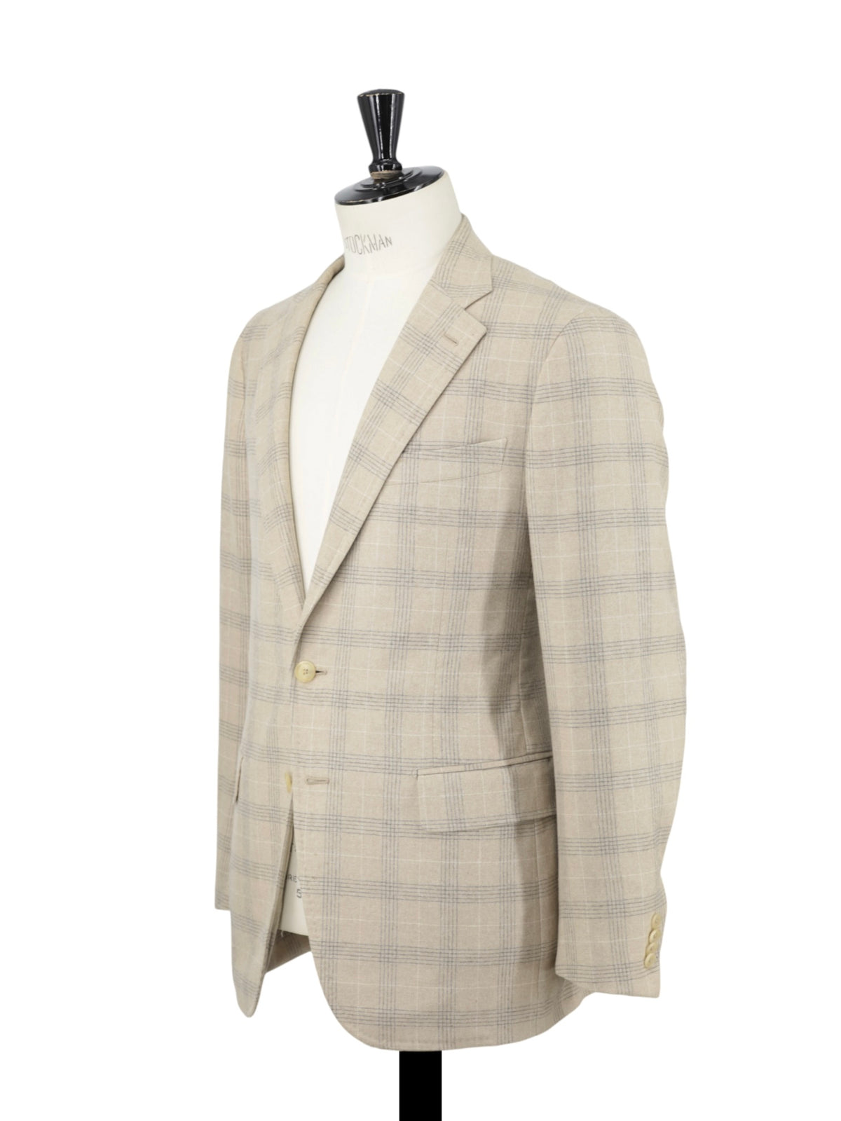 Isaia Beige & Grey Pure Wool Checkered "Amalfi" Jacket