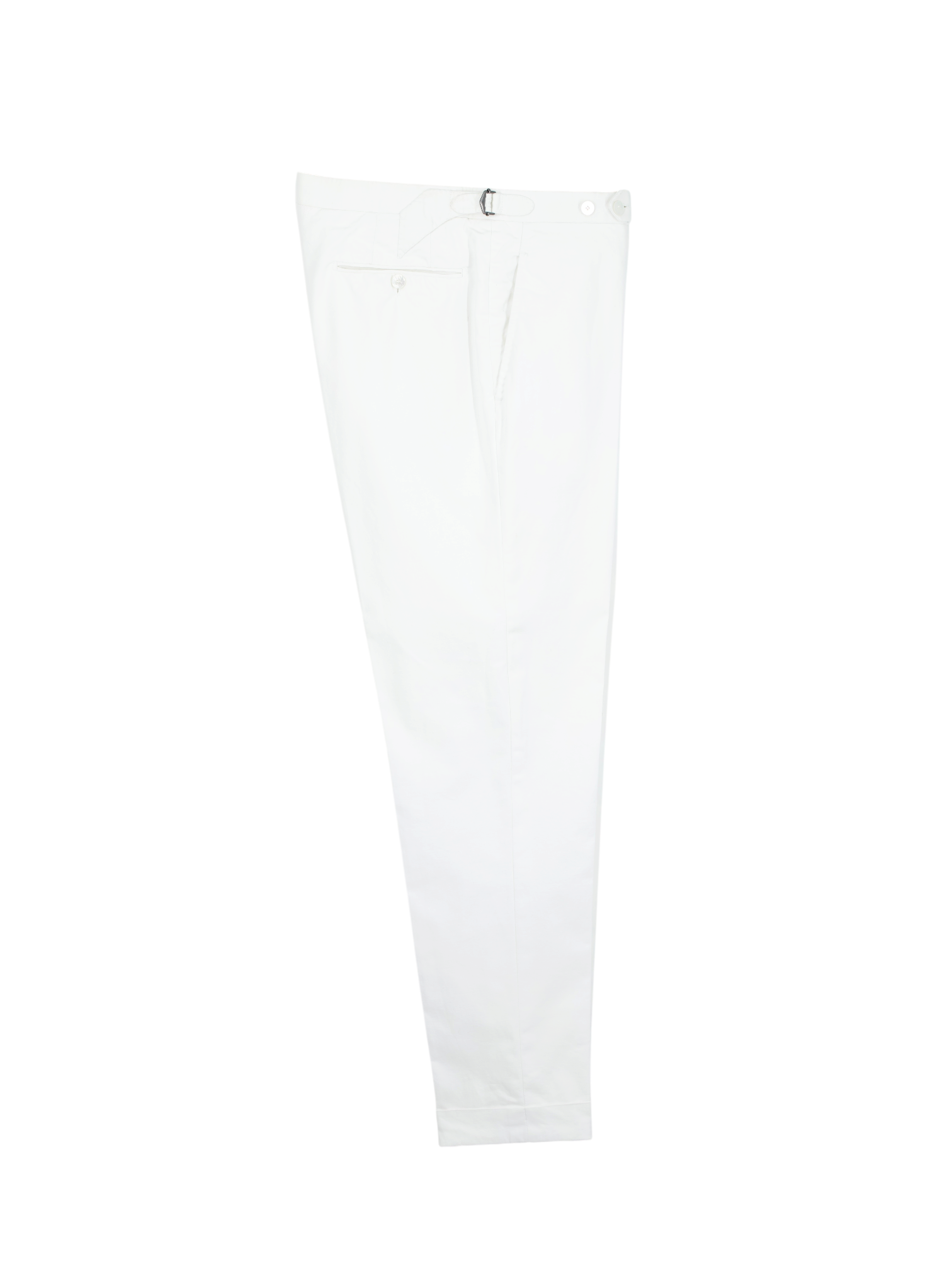 Cesare Attolini White Cotton Side-Adjuster Twill Dress Chino