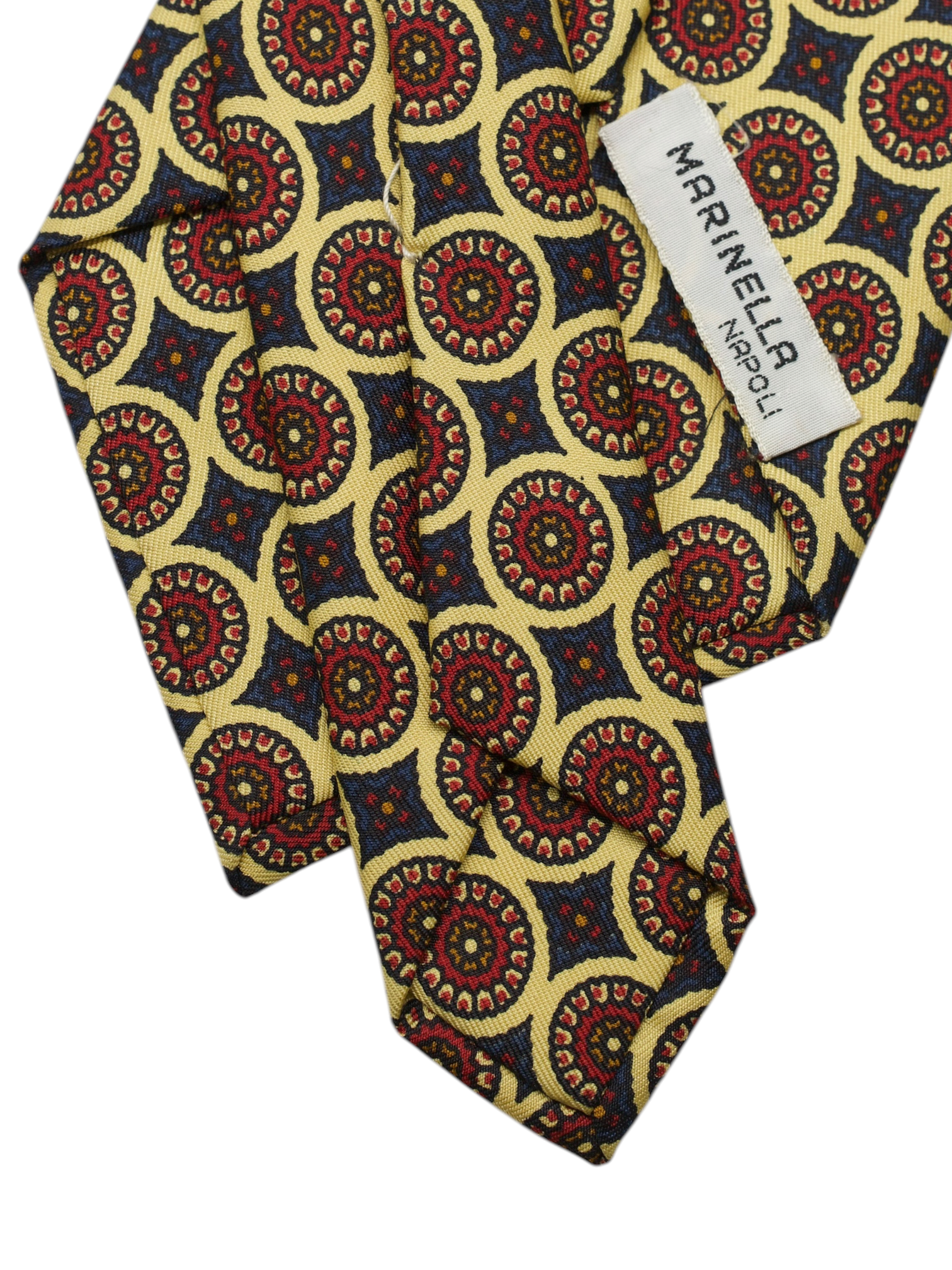 E.Marinella Yellow & Red Silk Vintage Medaillon Pattern Tie