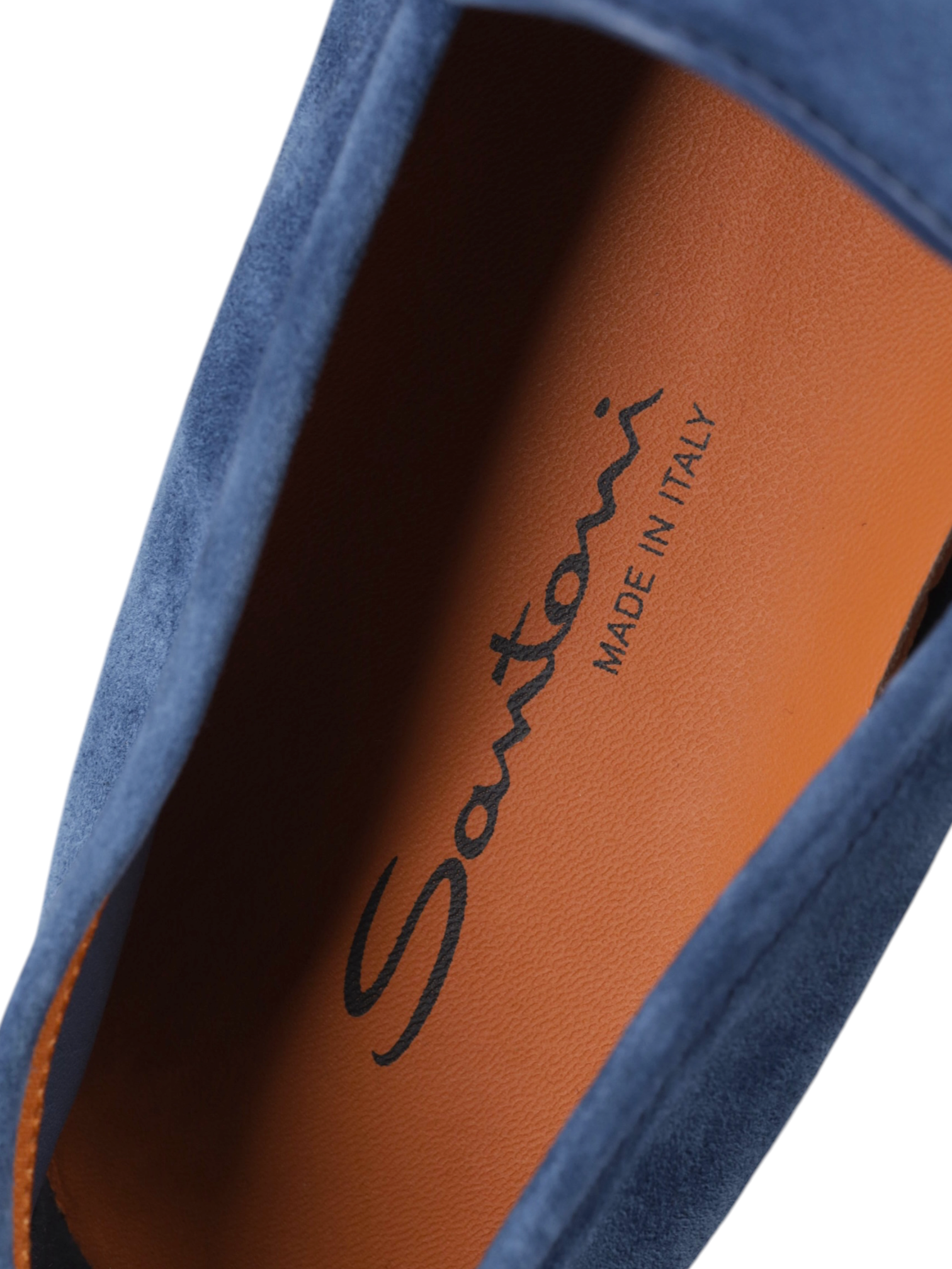 Santoni Light Blue Suede Malibu Loafer