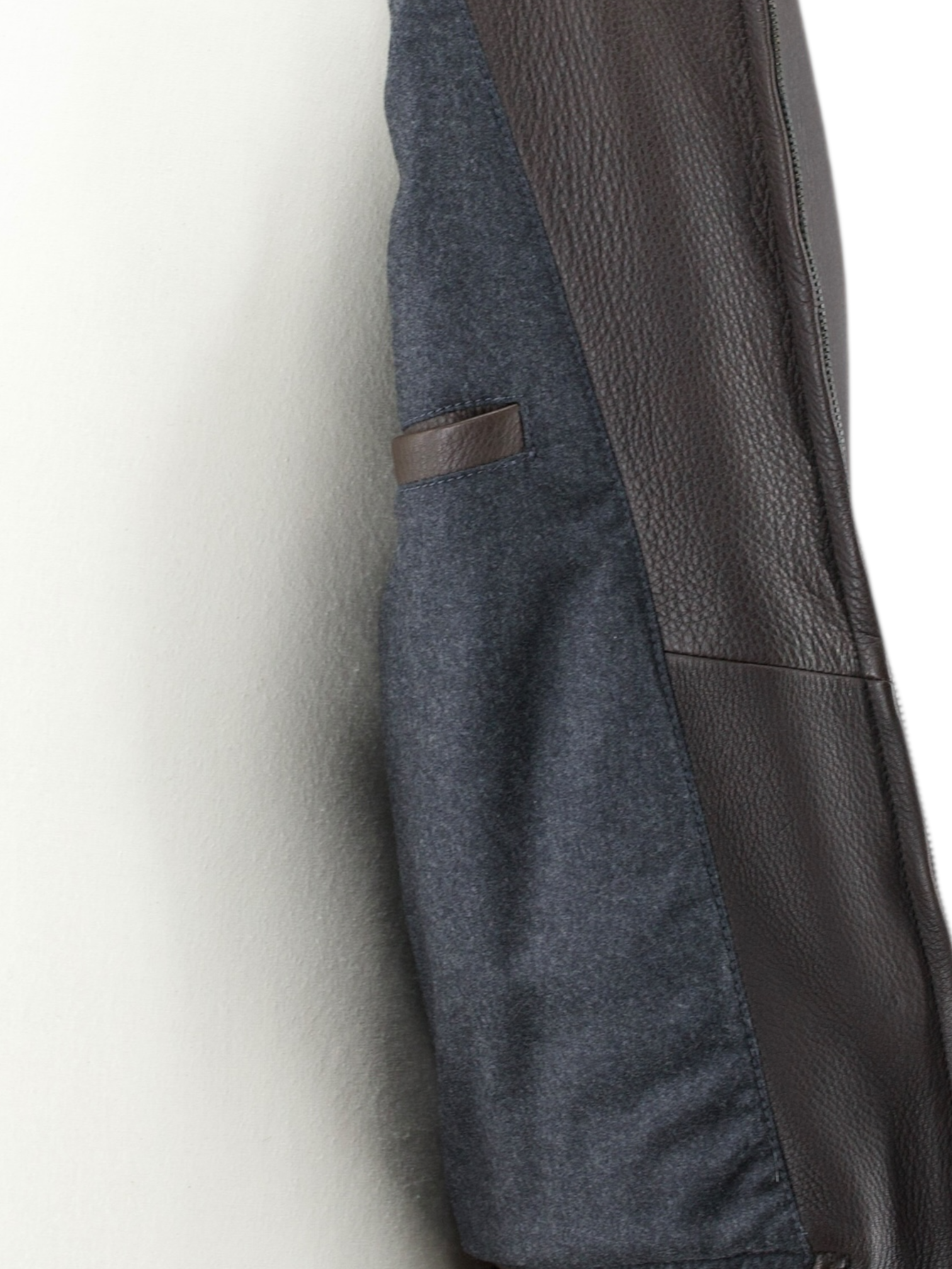 Doriani Dark Brown Grain Leather Blouson Jacket