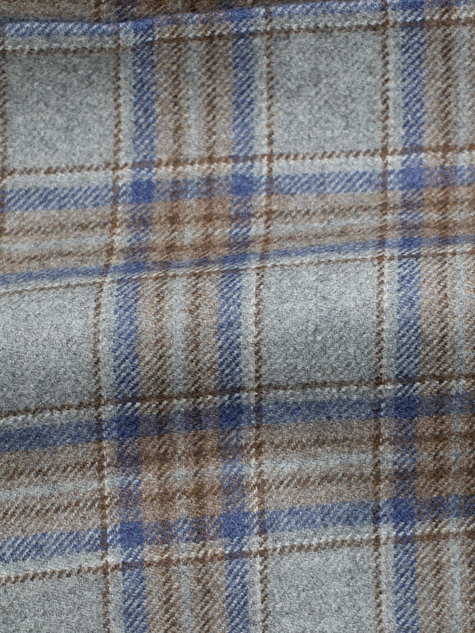 Isaia Grey & Denim Blue Wool-Cashmere Flannel Overcheck Jacket