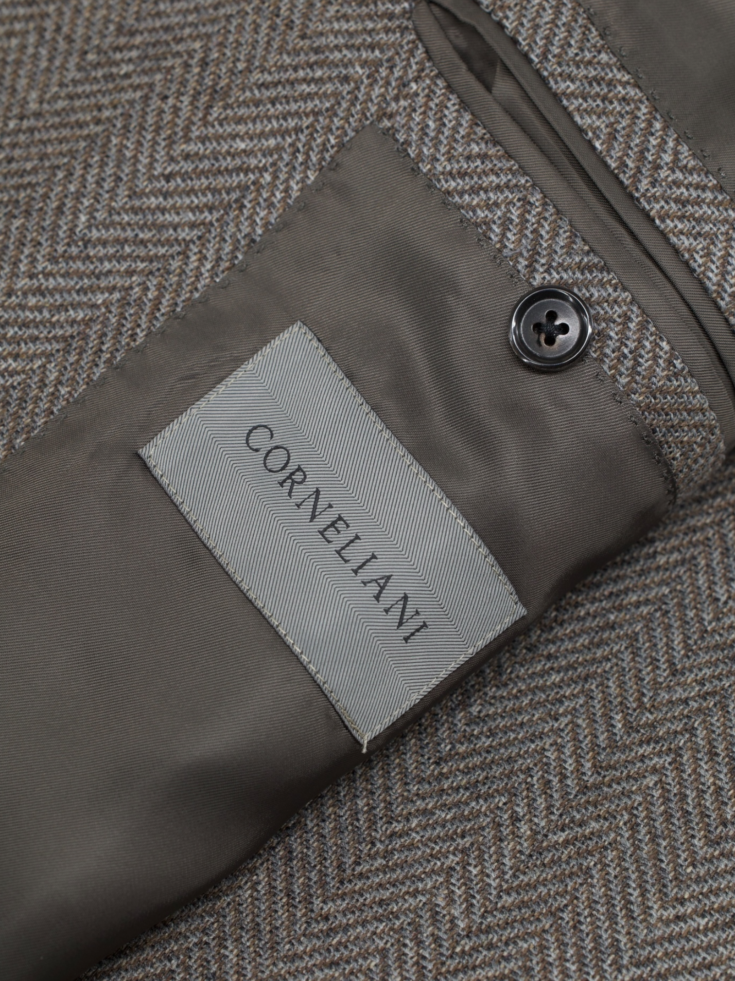 Corneliani Sartoria Brown & Ice-Blue Wool & Cashmere Herringbone Jacket