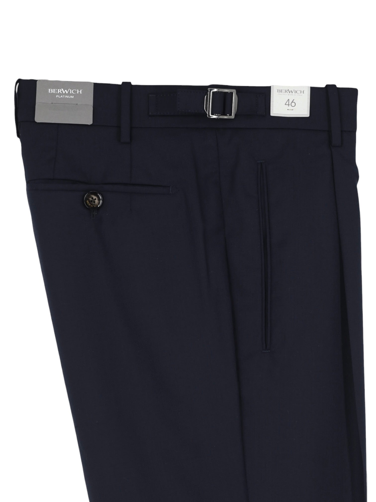 Berwich Navy Wool & Silk Side-Adjuster "Platinum" Trousers