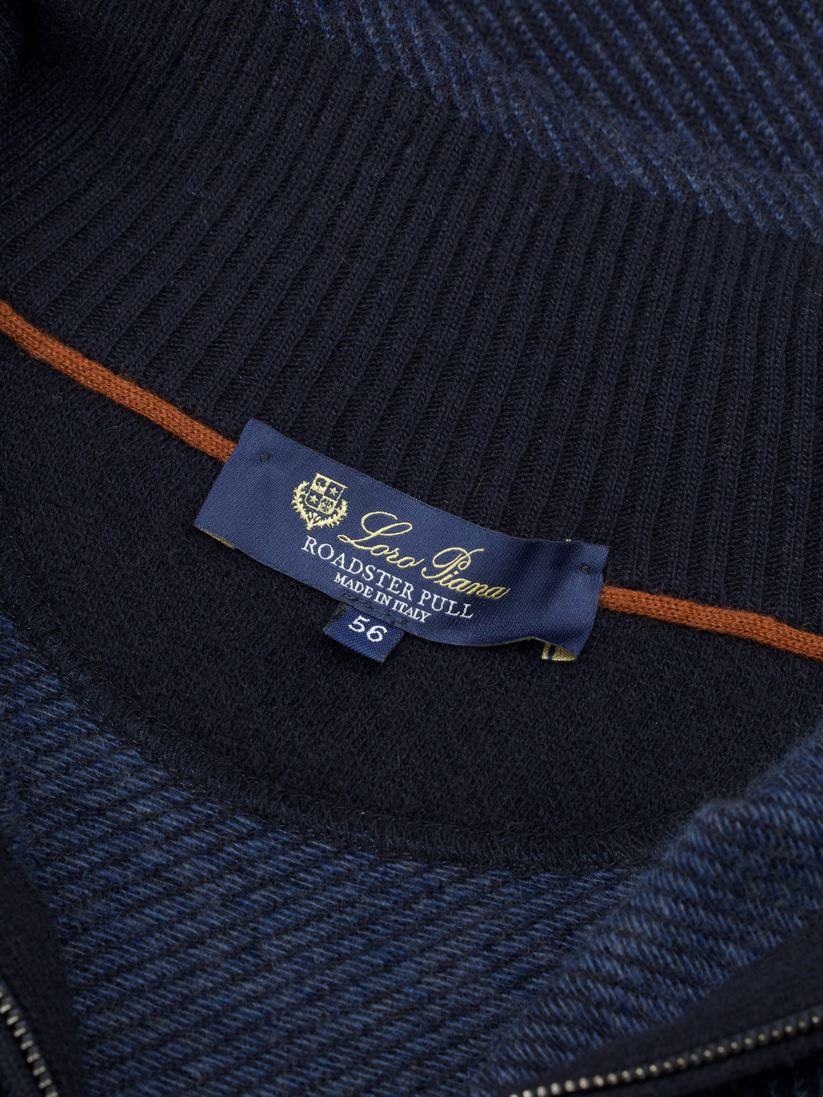 Loro Piana Steel Blue Cashmere Roadster Half-Zip Sweater