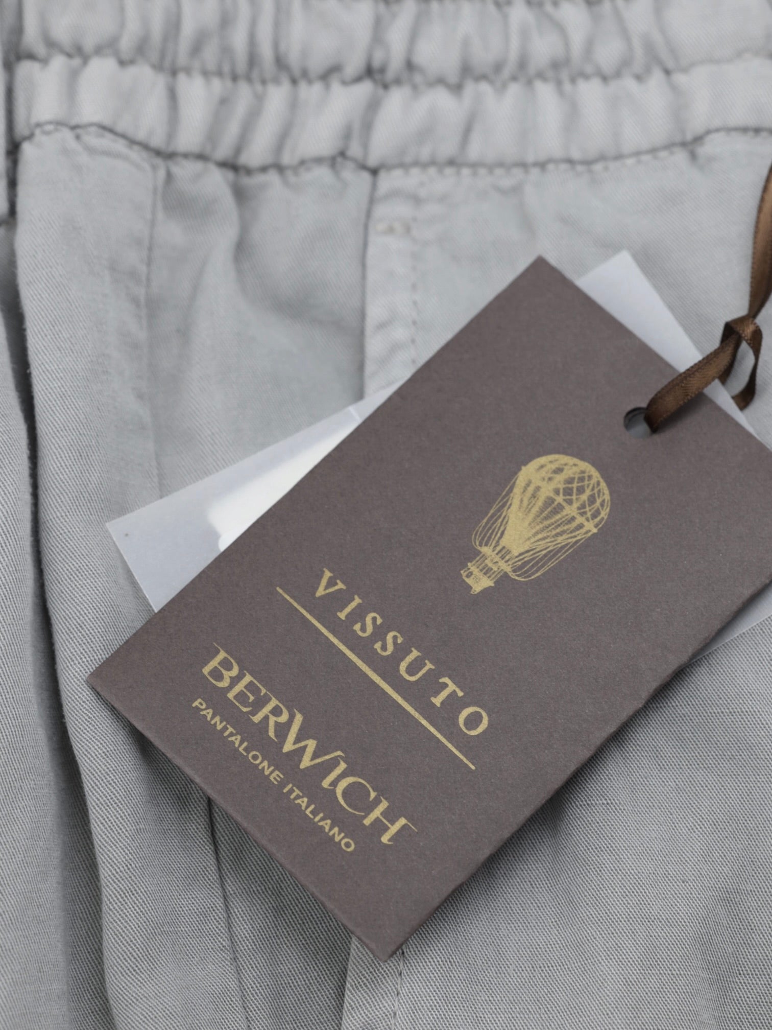 Berwich Light Grey Lyocell & Linen Drawstring Trousers