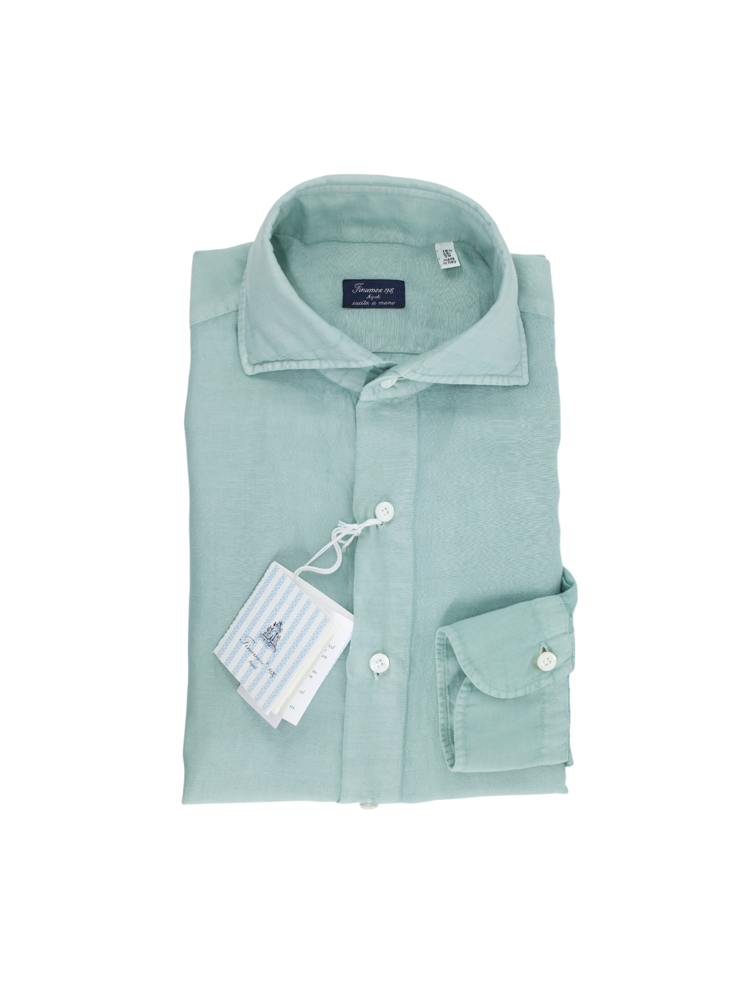 Finamore Mint Green Linen & Cotton "Carlo RIva" Summer Shirt