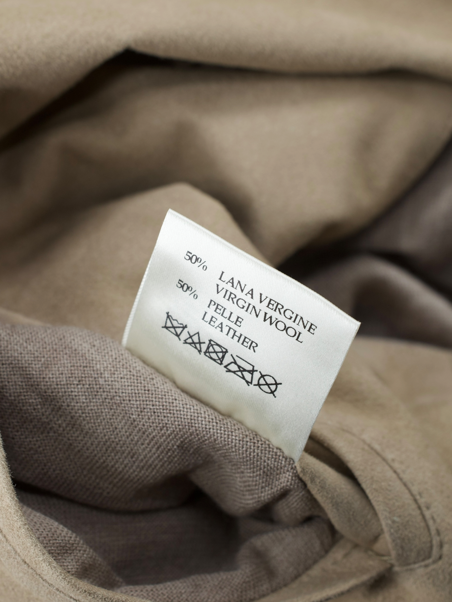 Maurizio Baldassari Light Brown Jersey-Wool & Suede Full-Zip Cardigan
