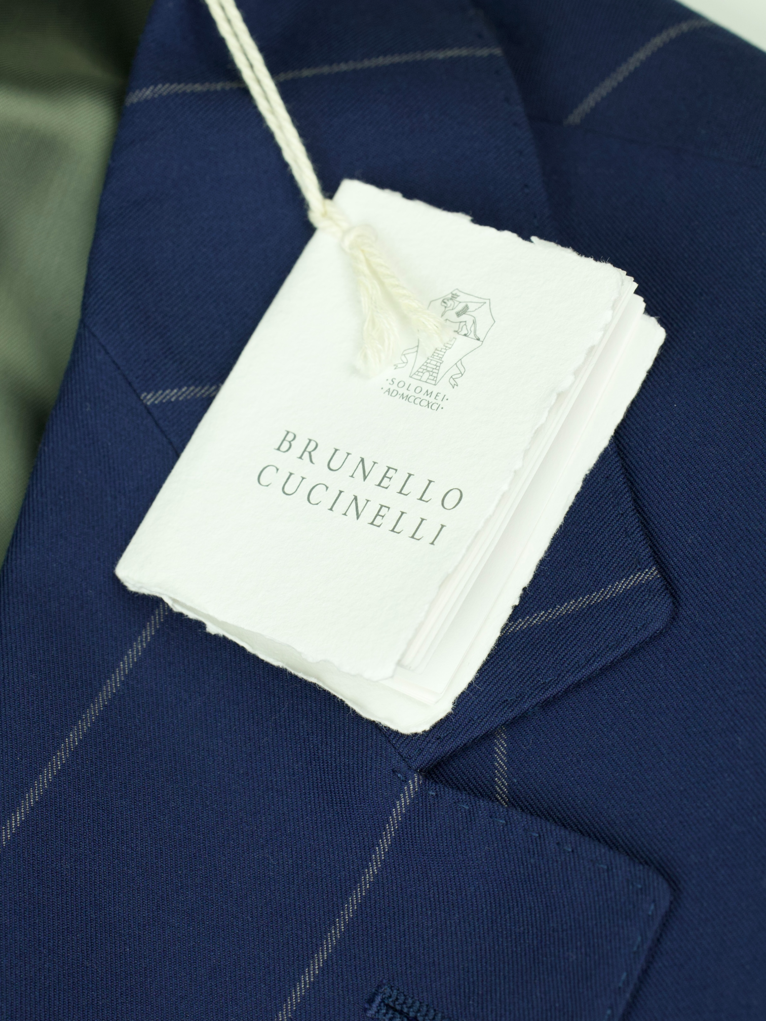 Brunello Cucinelli Azure Blue Wool & Cotton Chalkstripe Jacket