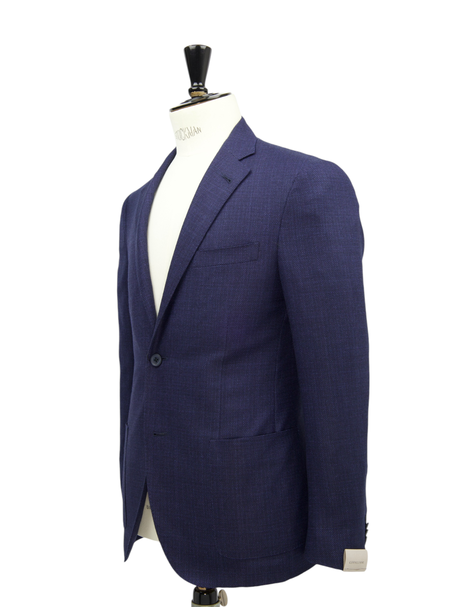 Corneliani Blue Virgin Wool Bicolor Pinpoint Jacket