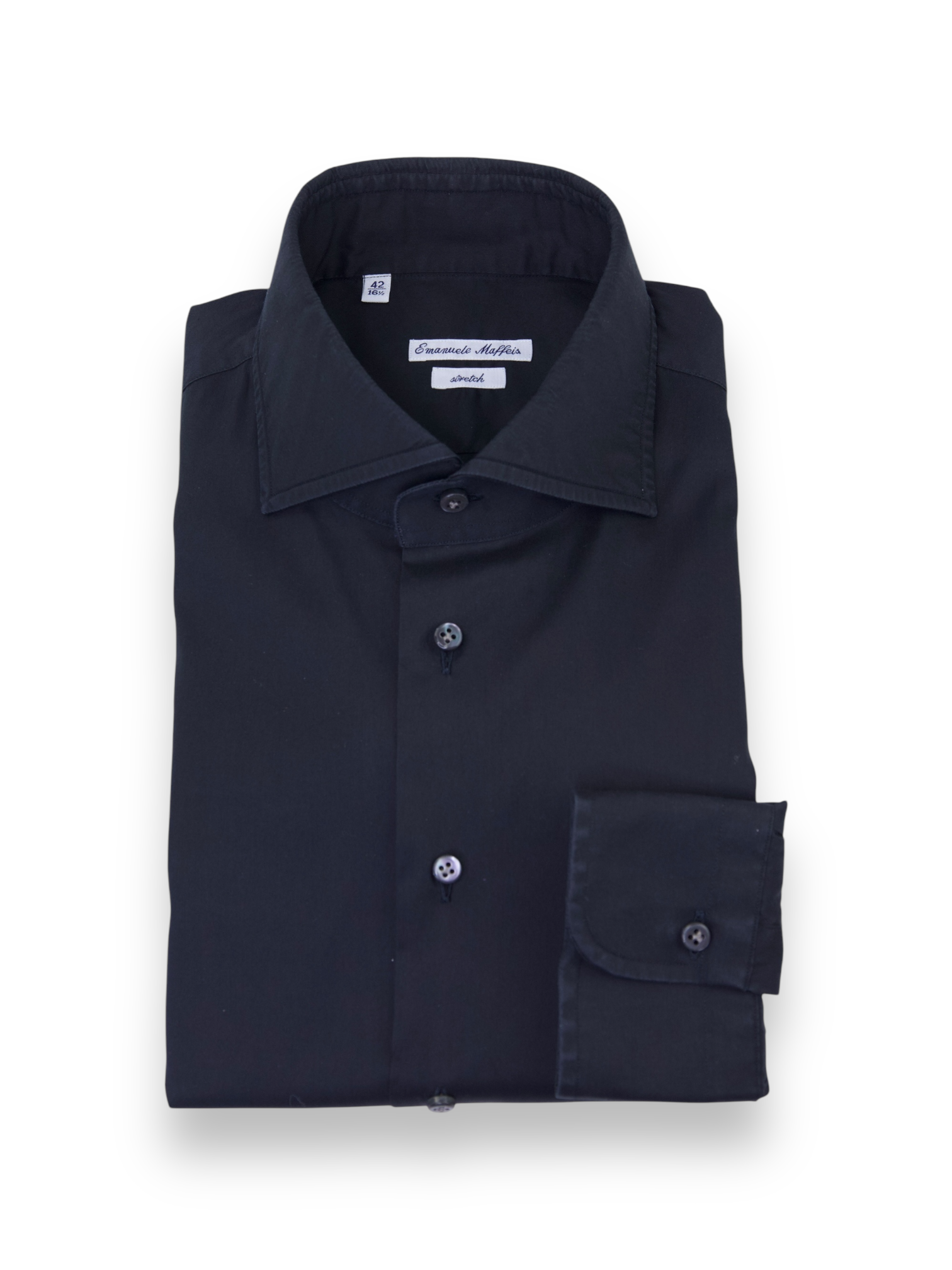 Emanuele Maffeis Black Cotton Stretch Shirt