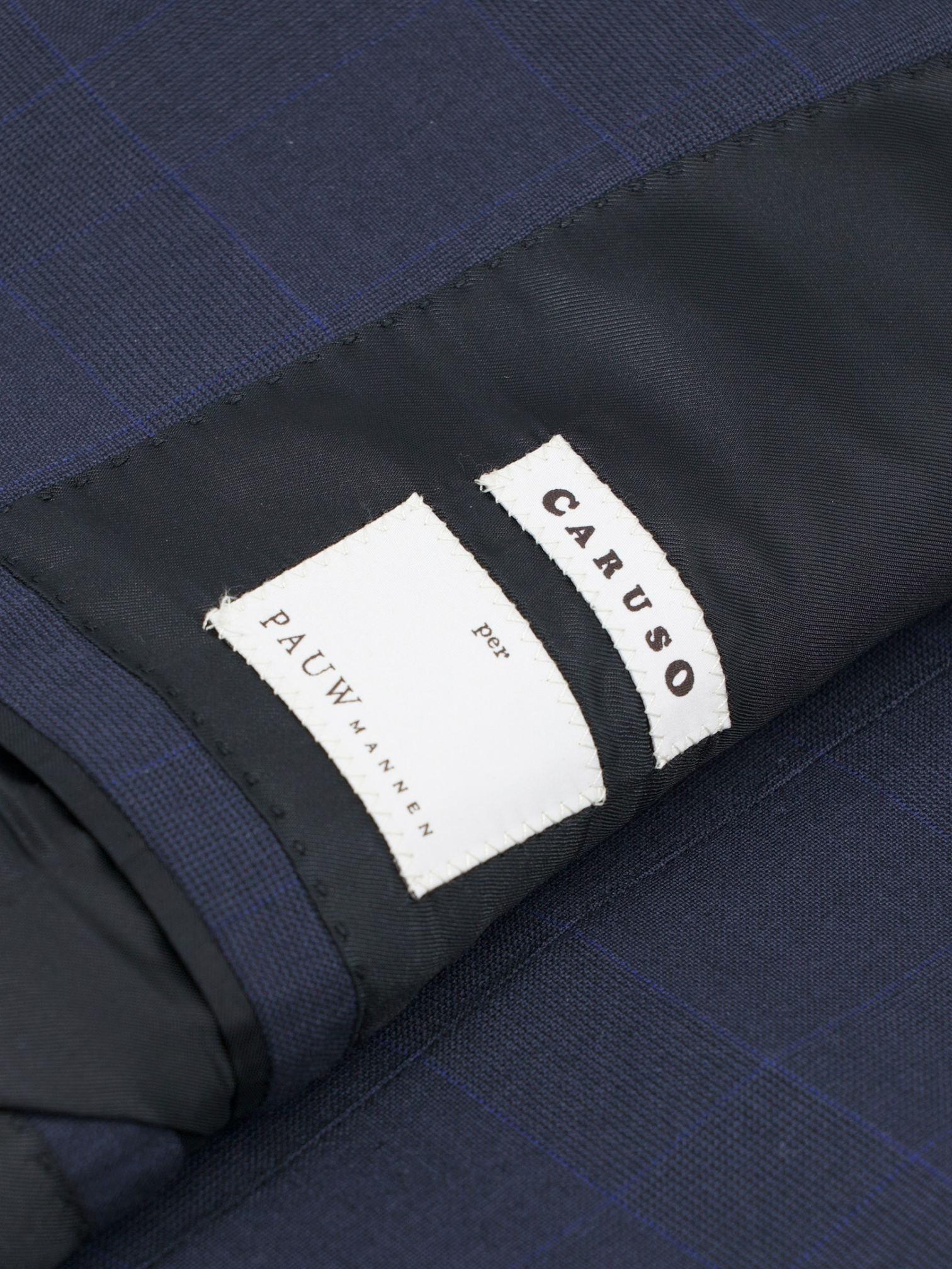 Caruso Dark Blue Fine-Wool Glenplaid Lungo Suit