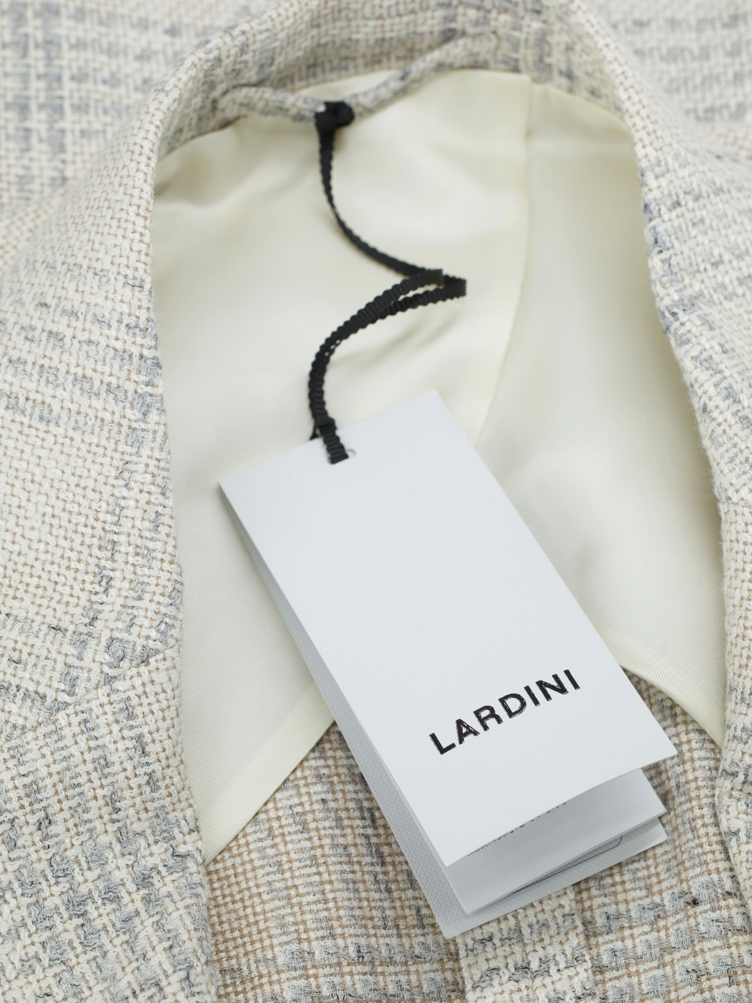 Lardini Greige & Light Grey Silk, Linen & Cotton Checkered Jacket