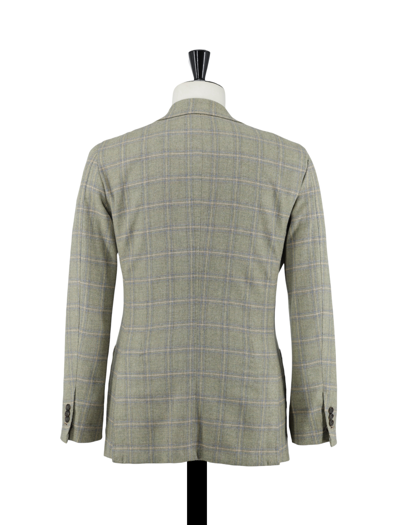 Orazio Luciano Sage Green & Light Blue Brushed-Wool Windowpane Jacket