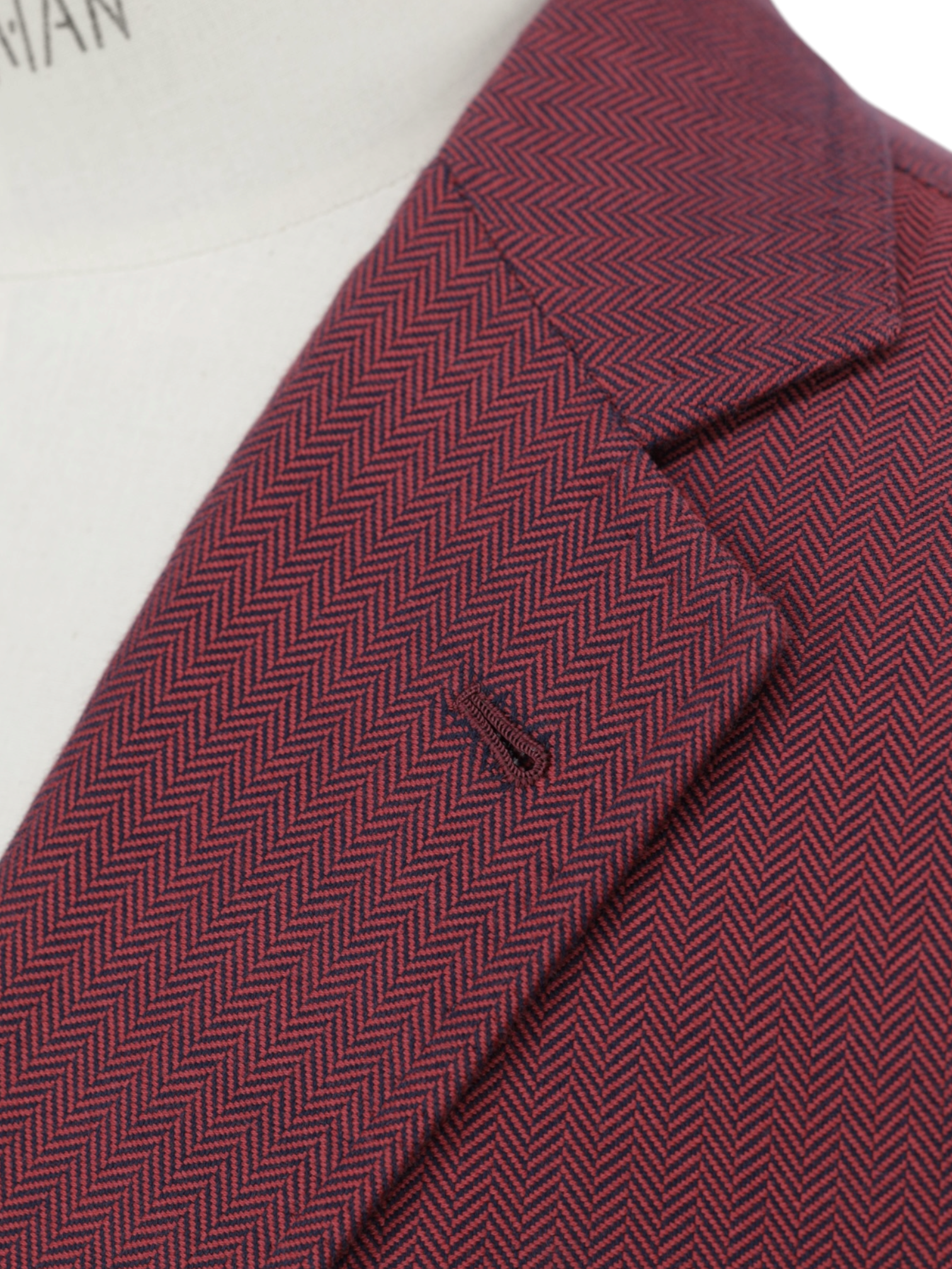 Orazio Luciano Red & Navy Super-Cotton Chevron-Herringbone Jacket