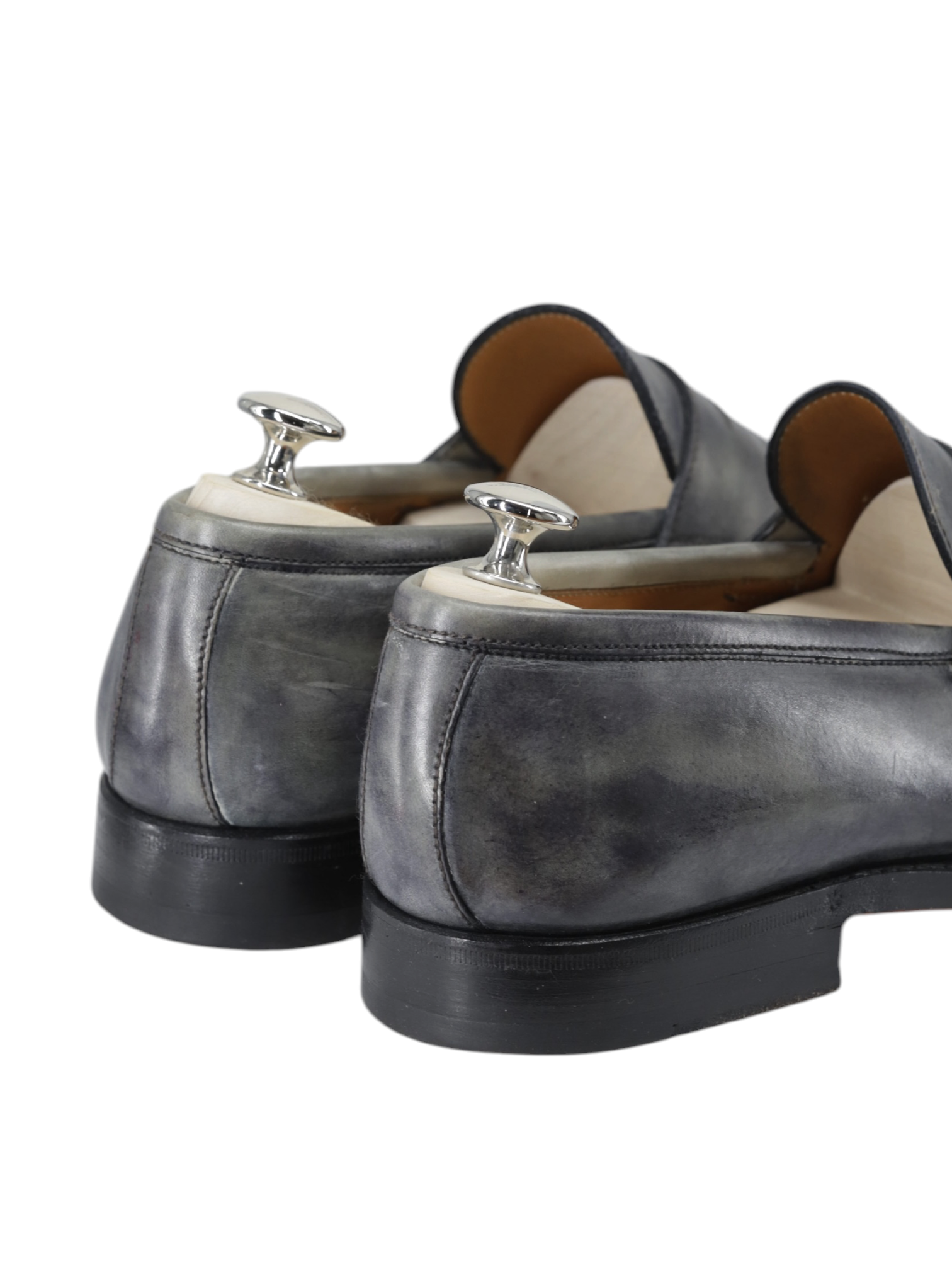 Bontoni Grey Museum-Calf Principe Penny Loafer + Crocodile Belt