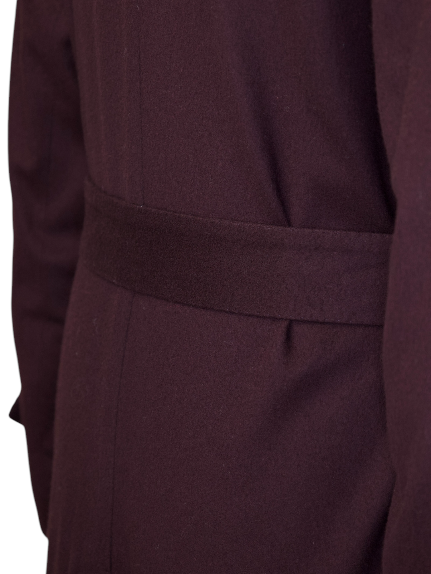 Corneliani Wine Red Extra-Fine Brushed Wool Belted Carcoat