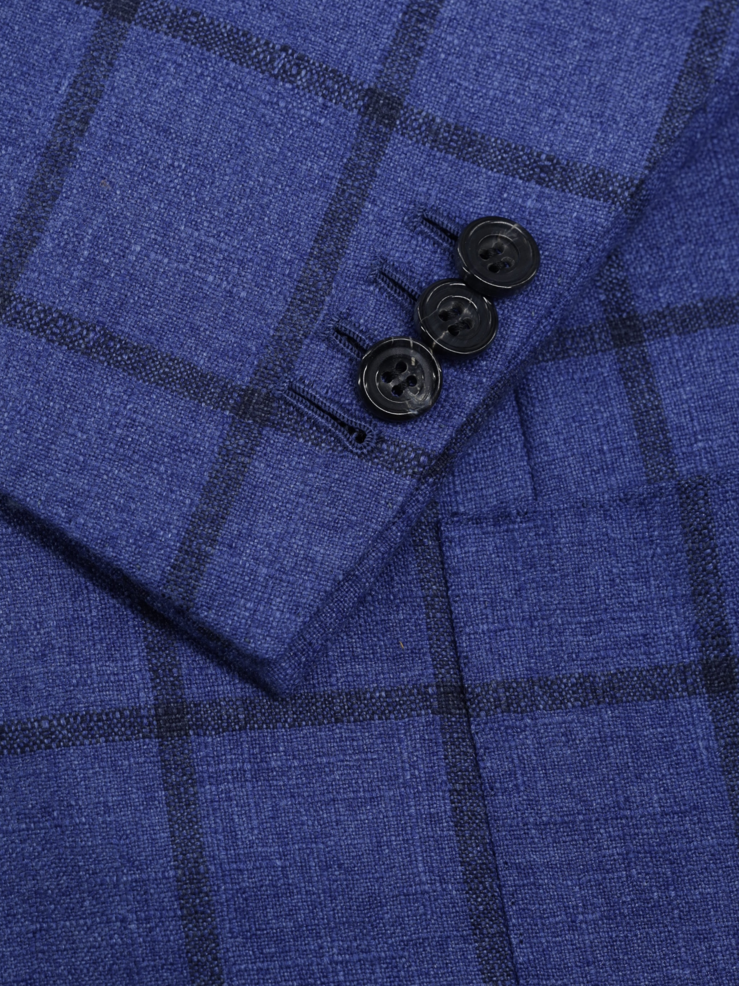 Kiton Azure Blue Silk & Cashmere Windowpane Jacket