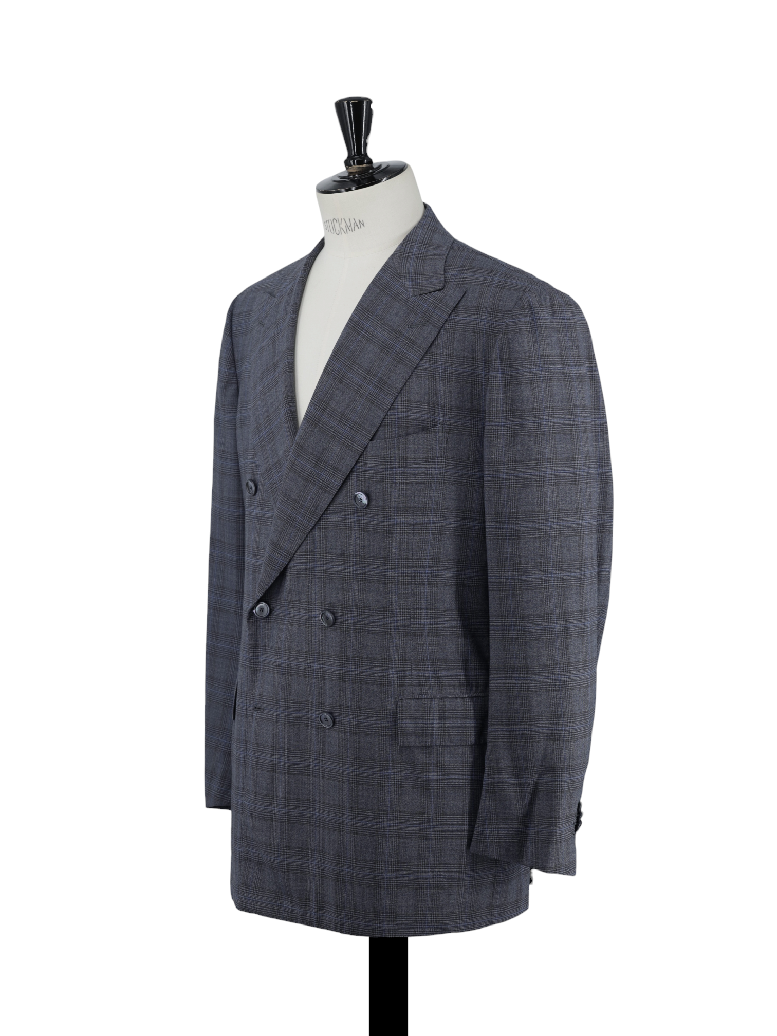 Cesare Attolini Steel Grey Double Breasted Super 150's Wool Glenplaid Jacket
