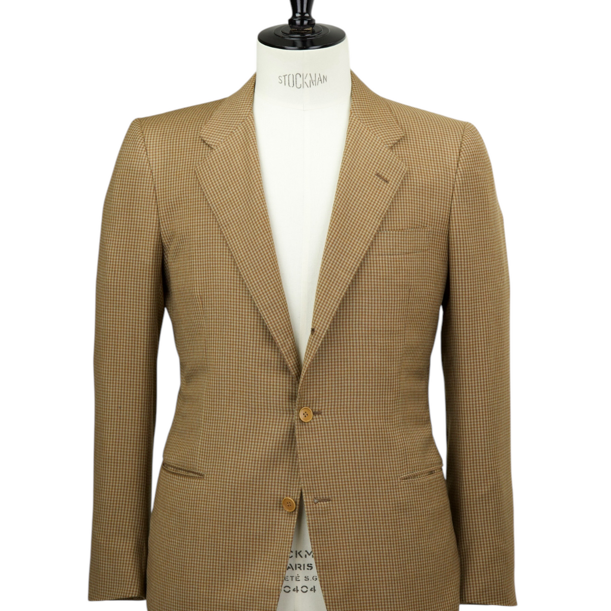 本日TONTON　Wool100% Check Jacket Kiton Vintage Light Brown Pure-Wool Gingham Check Jacket