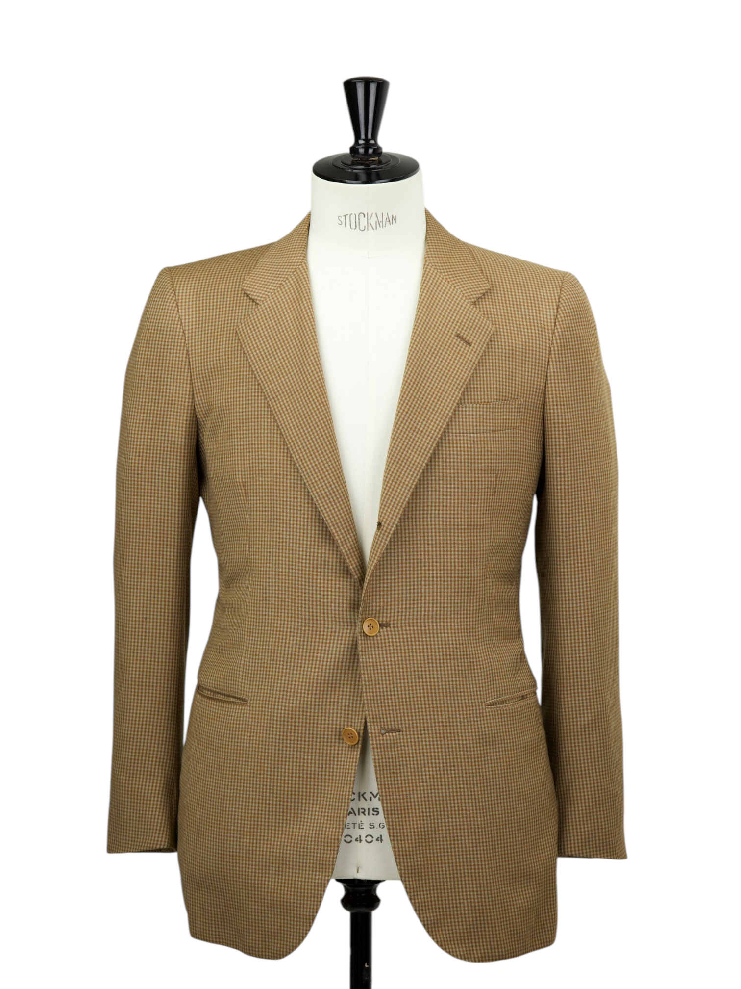 Kiton Vintage Light Brown Pure-Wool Gingham Check Jacket