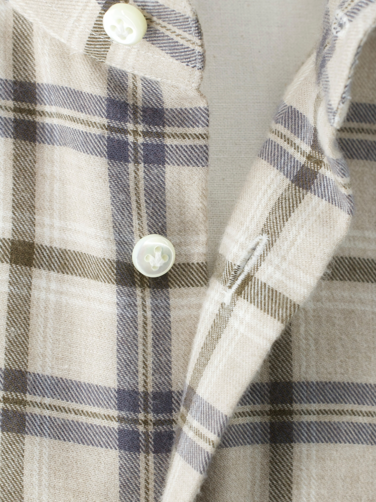 Emanuele Maffeis Light Brown & Blue Cotton Flannel Madras Shirt