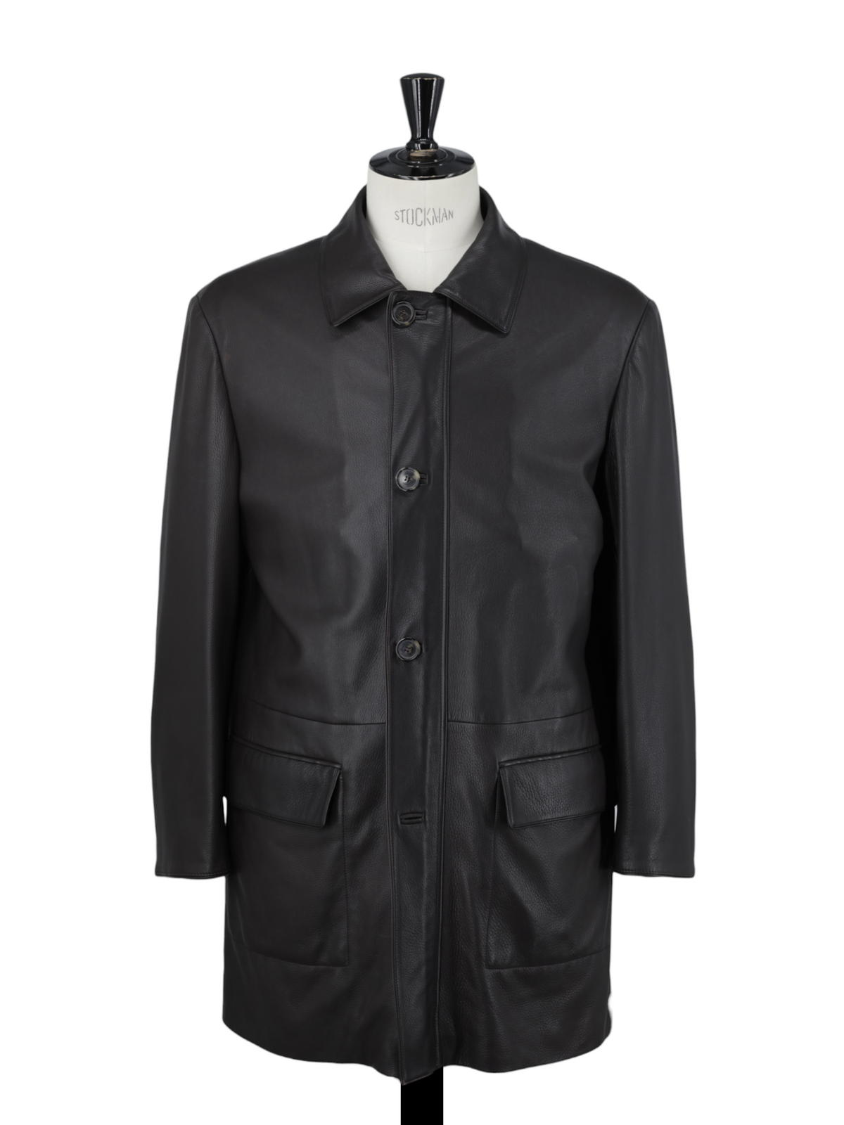 Brioni Dark Brown Deerskin Grain Leather Coat