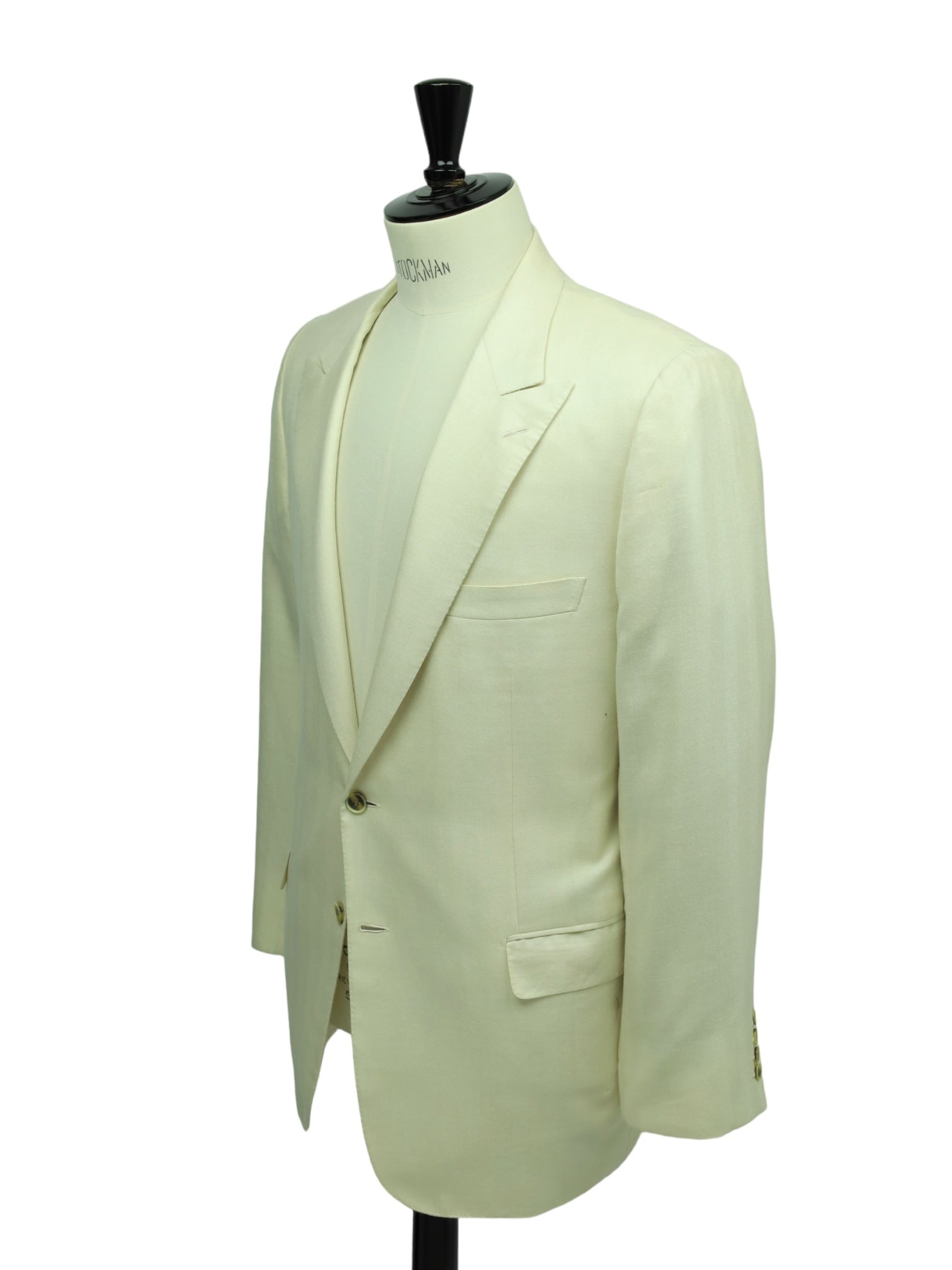 Brioni Off-White Cashmere, Silk & Linen Herringbone Jacket