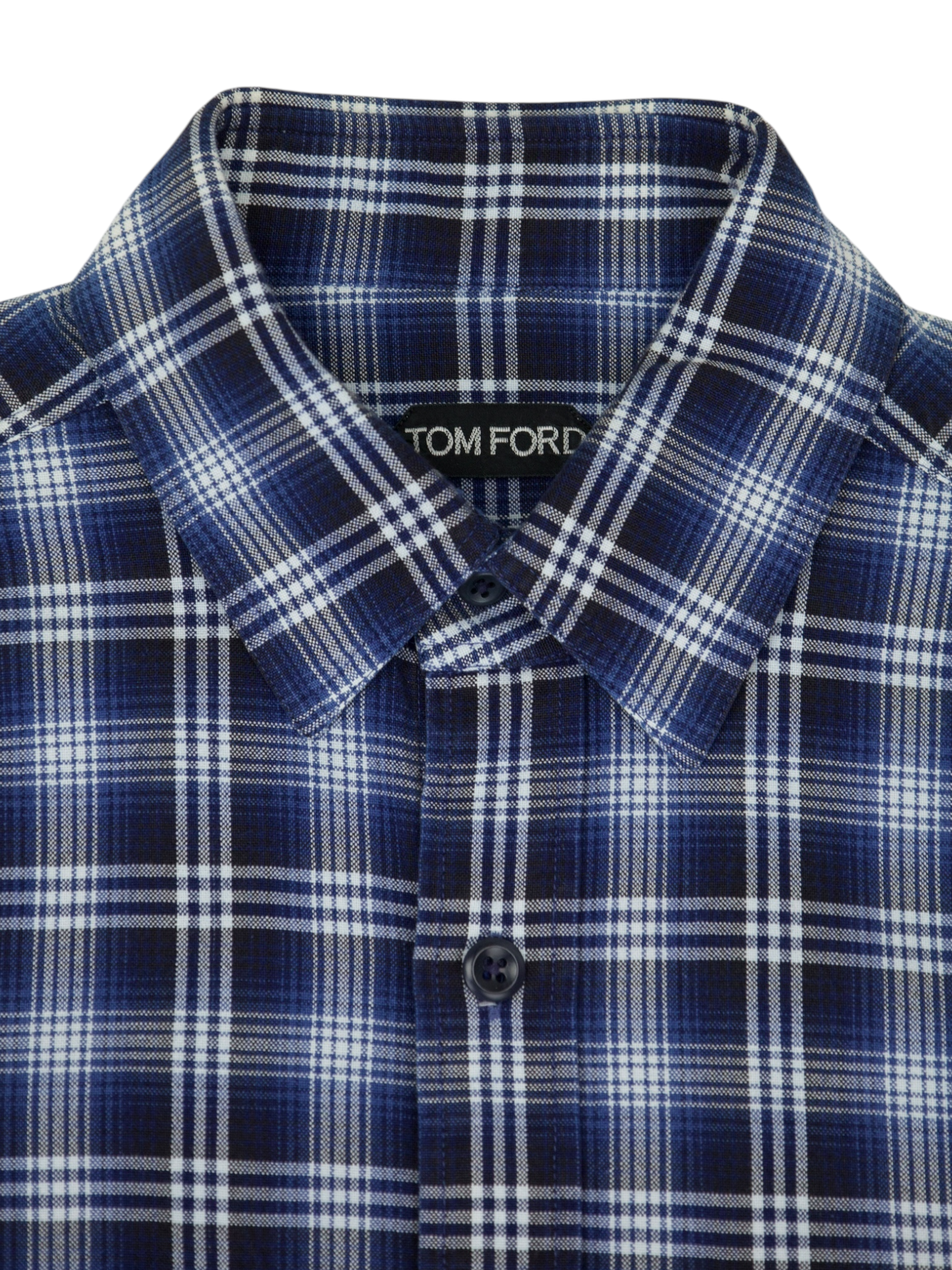 Tom Ford Blue Cotton Tartan-Check Overshirt