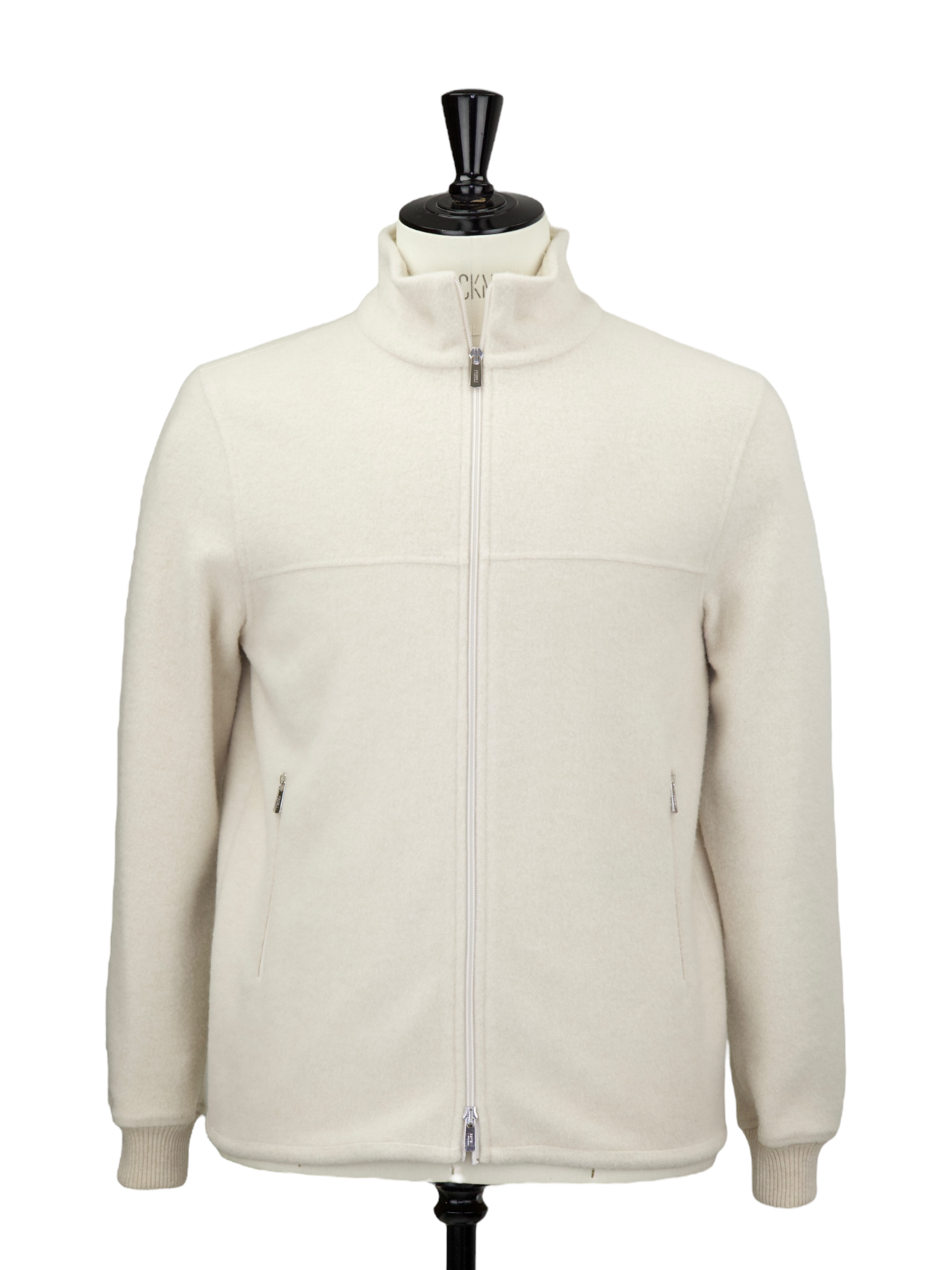 Fedeli Offwhite Fullzip Cashmere Bomber Jacket