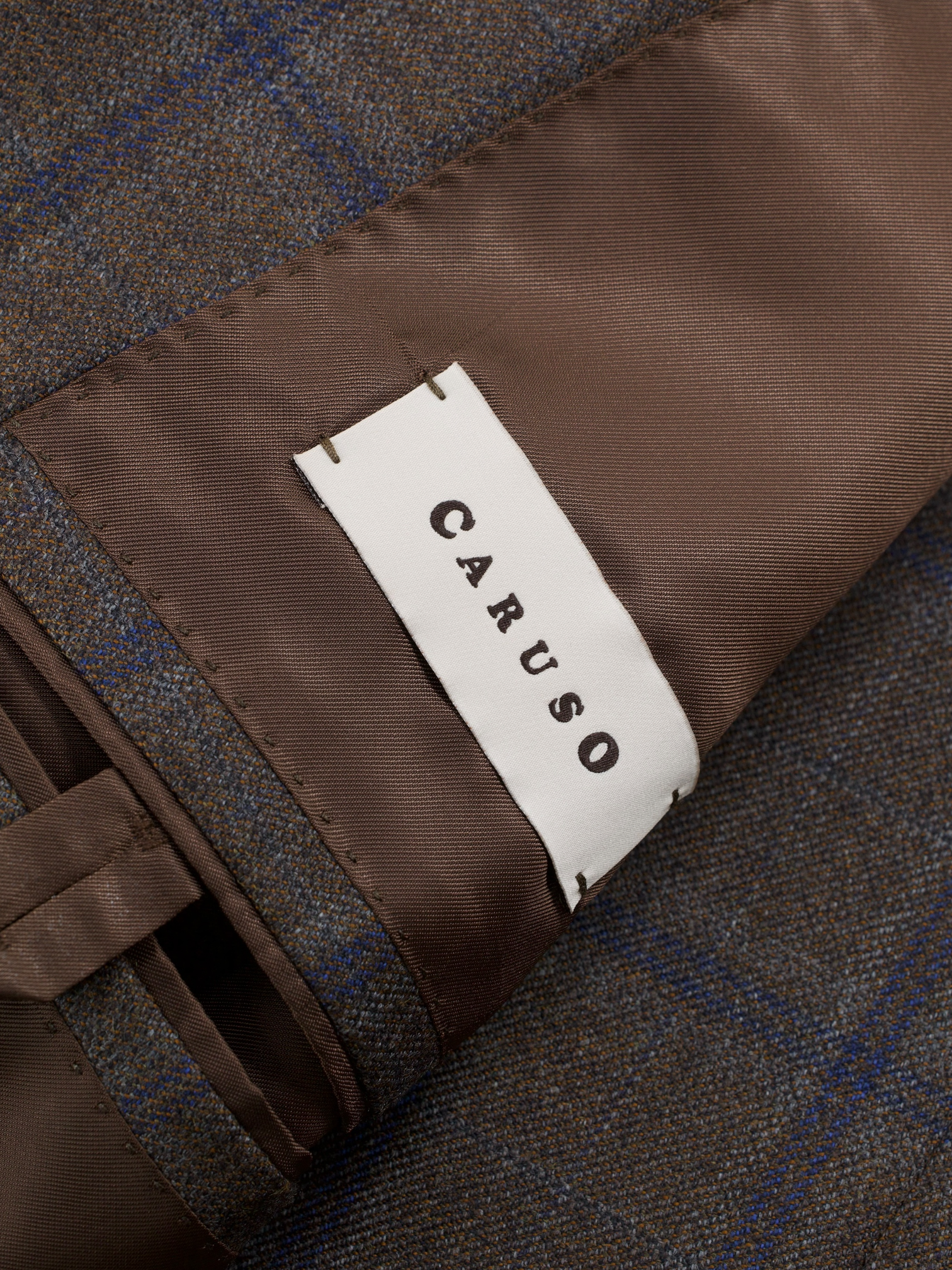 Caruso Brown & Blue Pure-Wool Windowpane Jacket