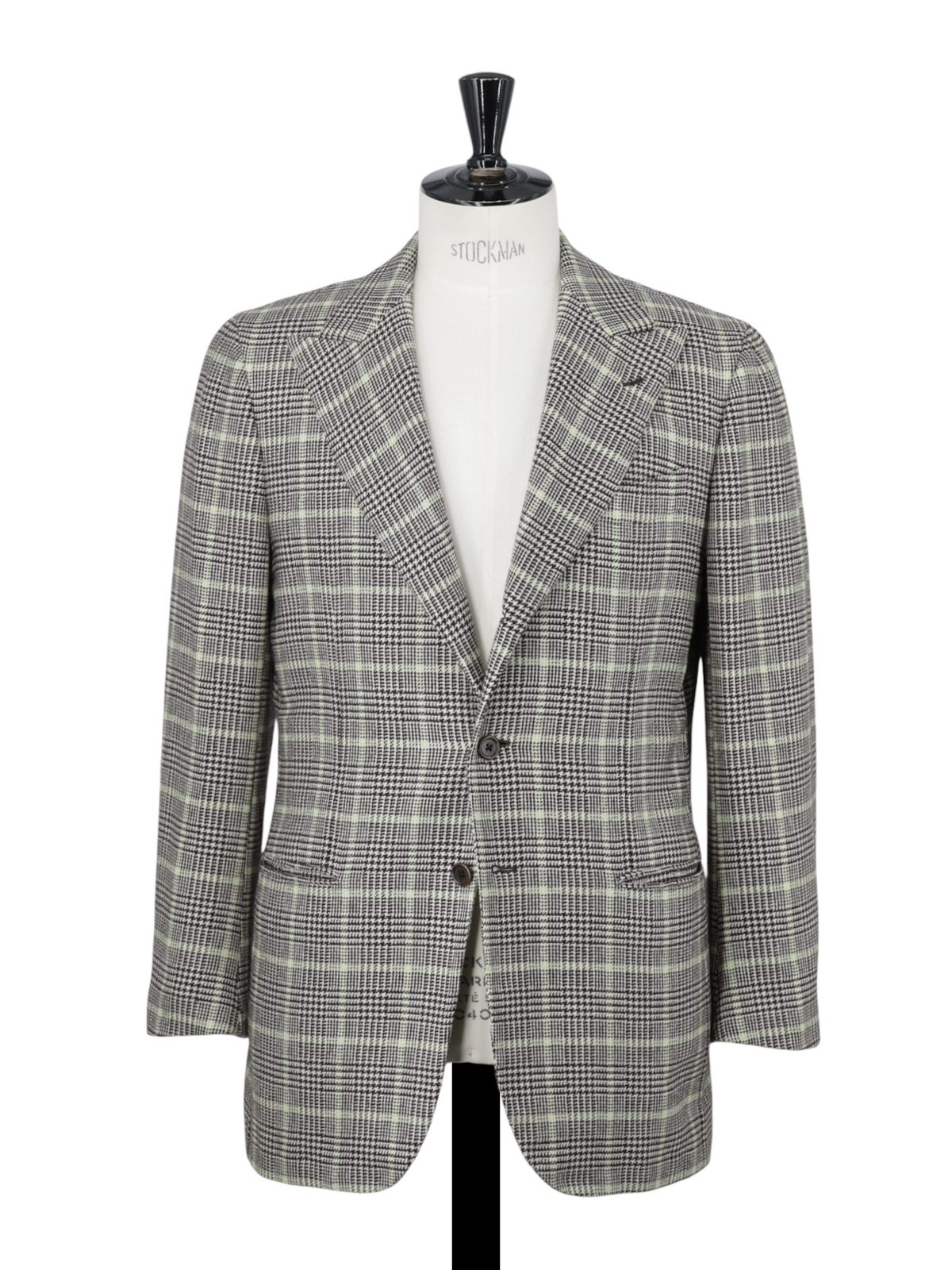 Luigi Borrelli Grey & Light Green Pure Cashmere Prince of Wales Jacket