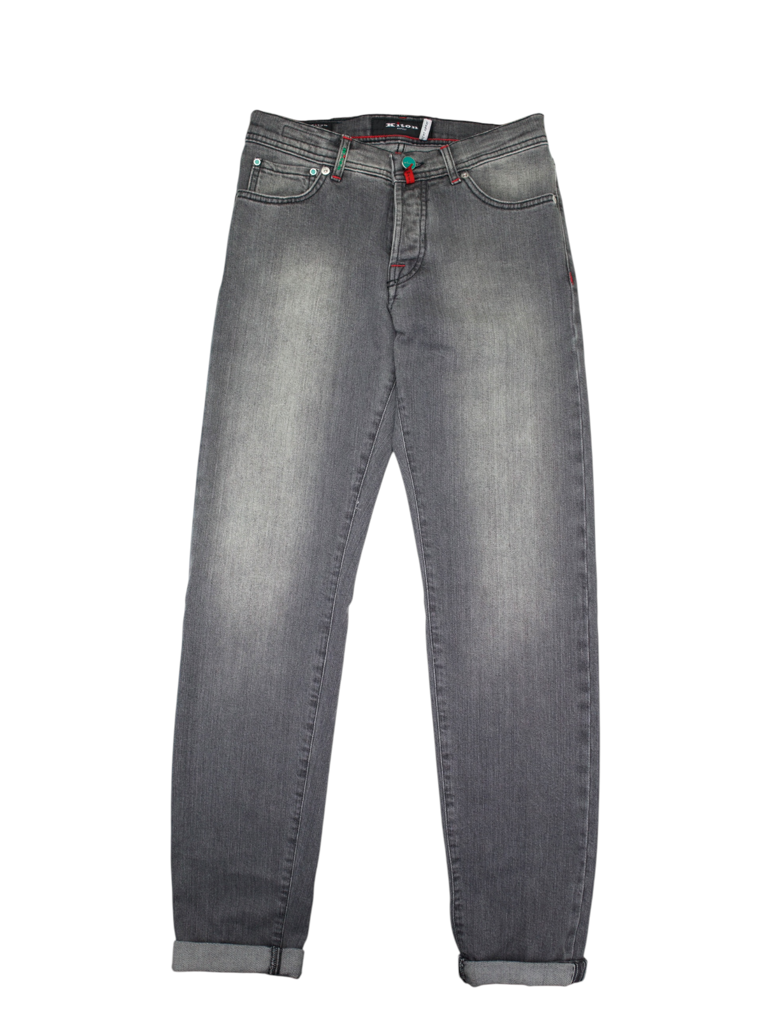 Kiton Grey Cotton Stretch 5-Pocket Jeans