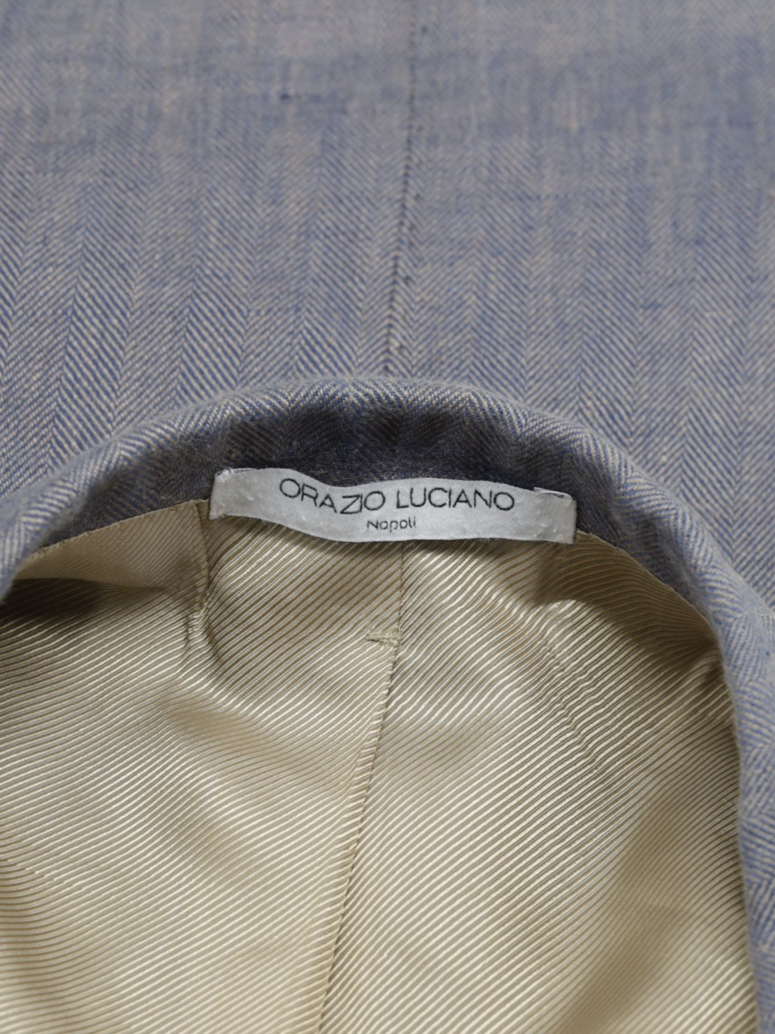 Orazio Luciano Blue & Brown Linen Herringbone Sartorial Jacket