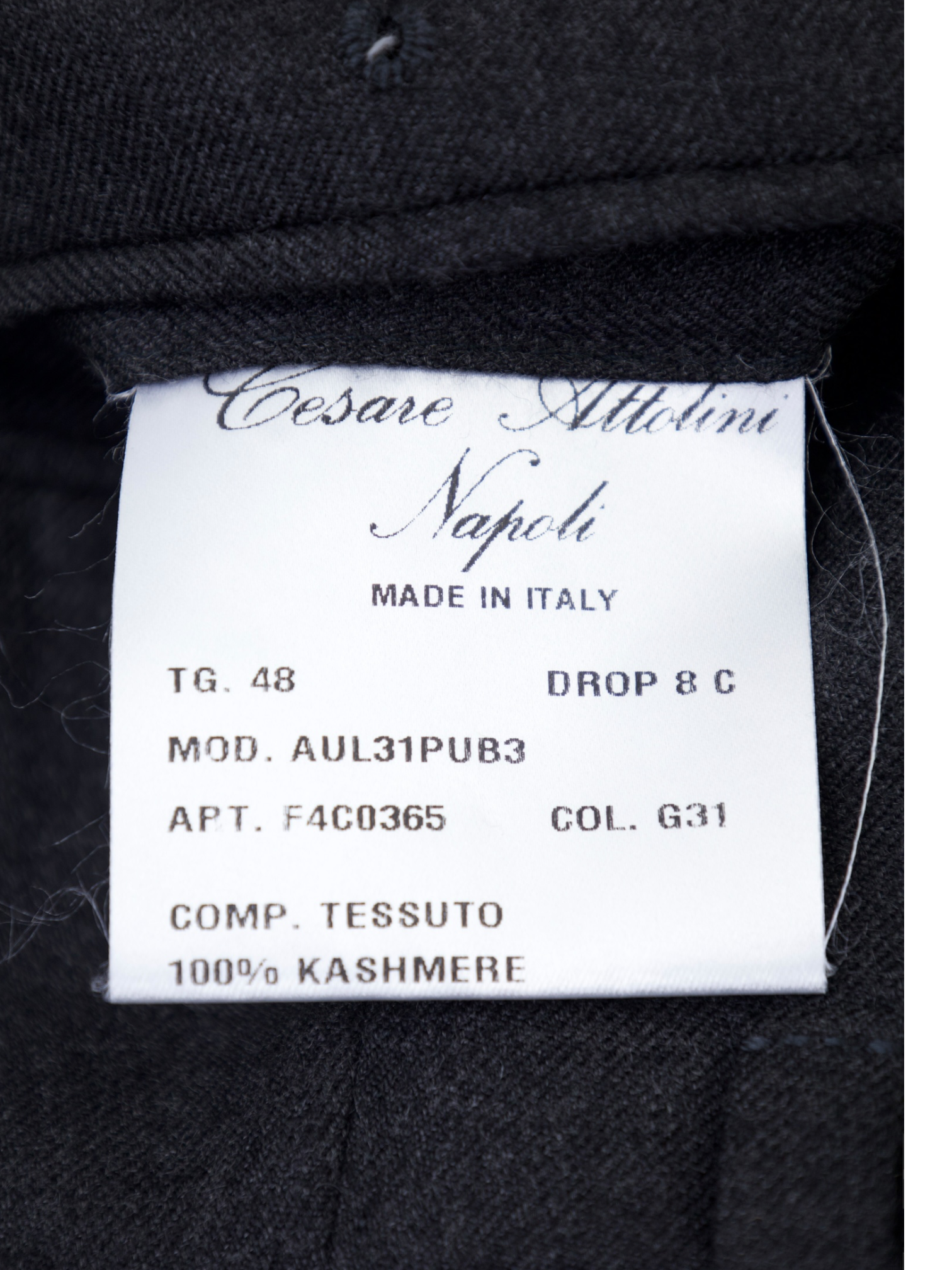 Cesare Attolini Charcoal Pure Cashmere Trousers