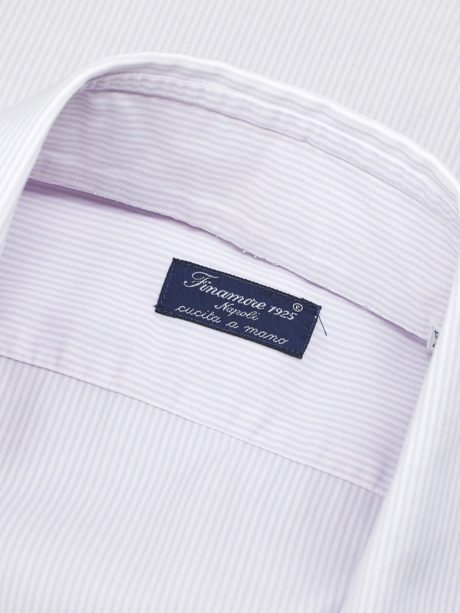 Finamore Lavender Purple & White Cotton Pinstripe Neapolitan Shirt