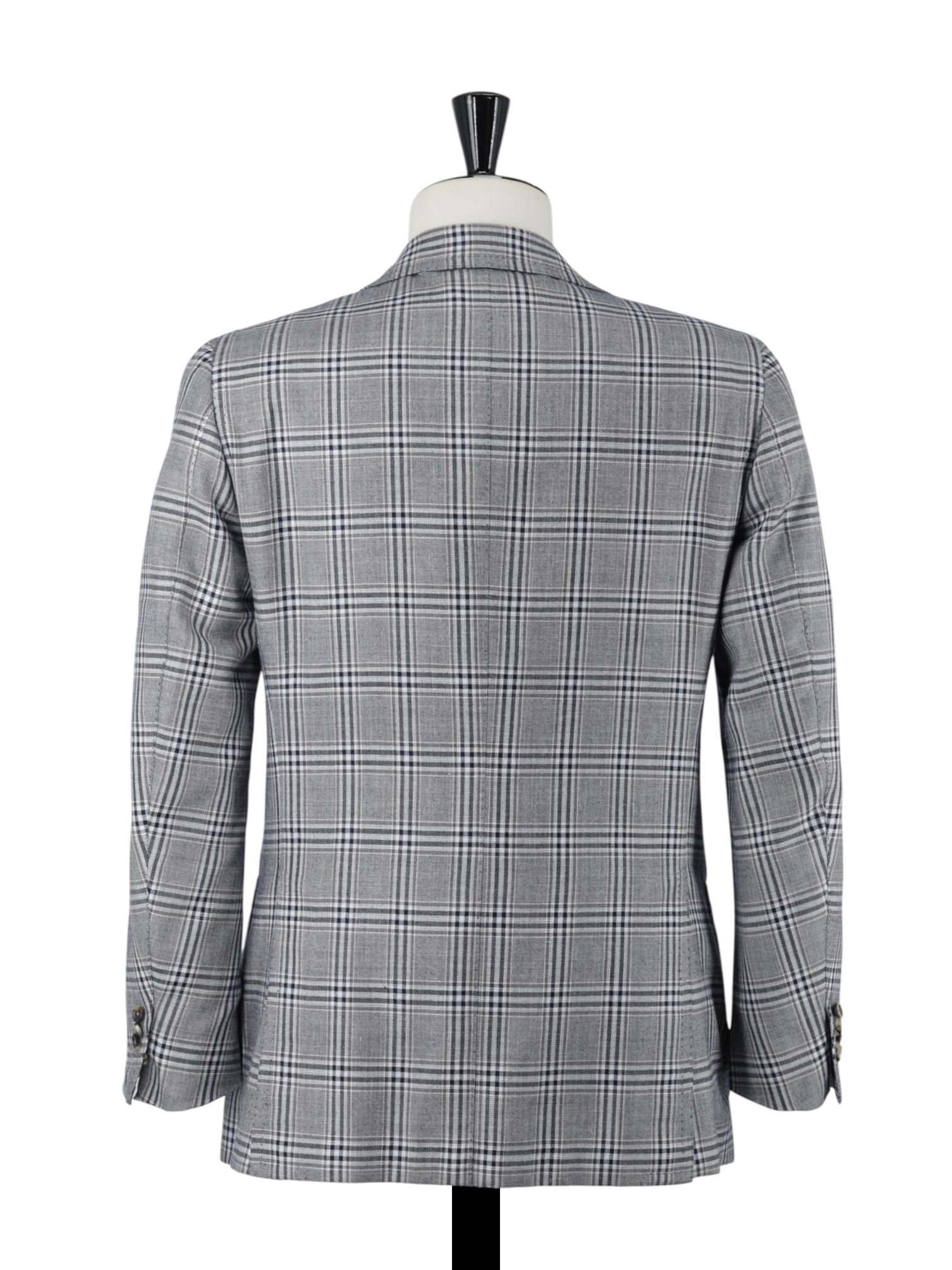 Cesare Attolini Taupe Super 140's, Silk & Linen Windowpane Jacket