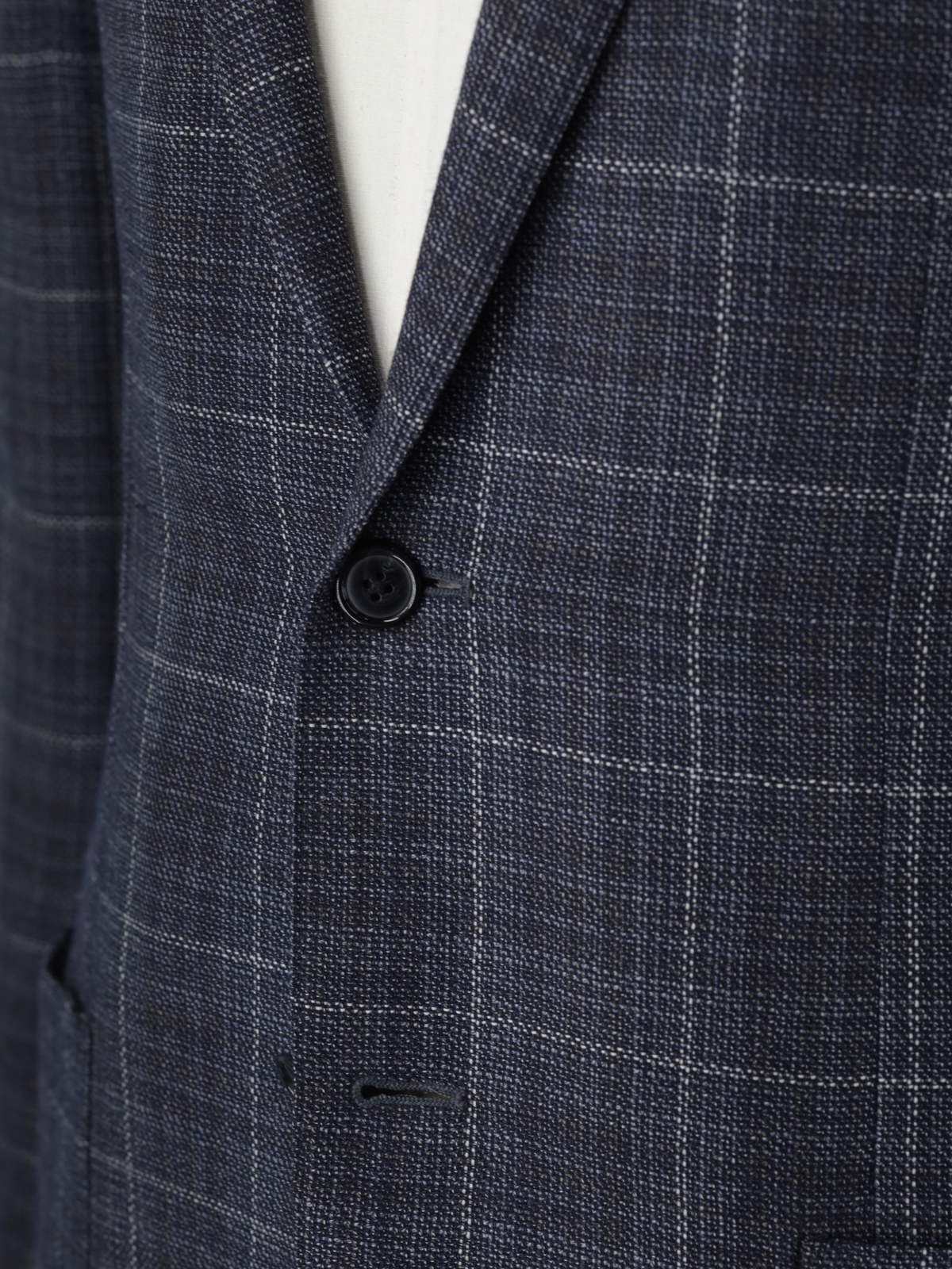 Corneliani Blue Wool Micro-Pattern Windowpane Gate Jacket