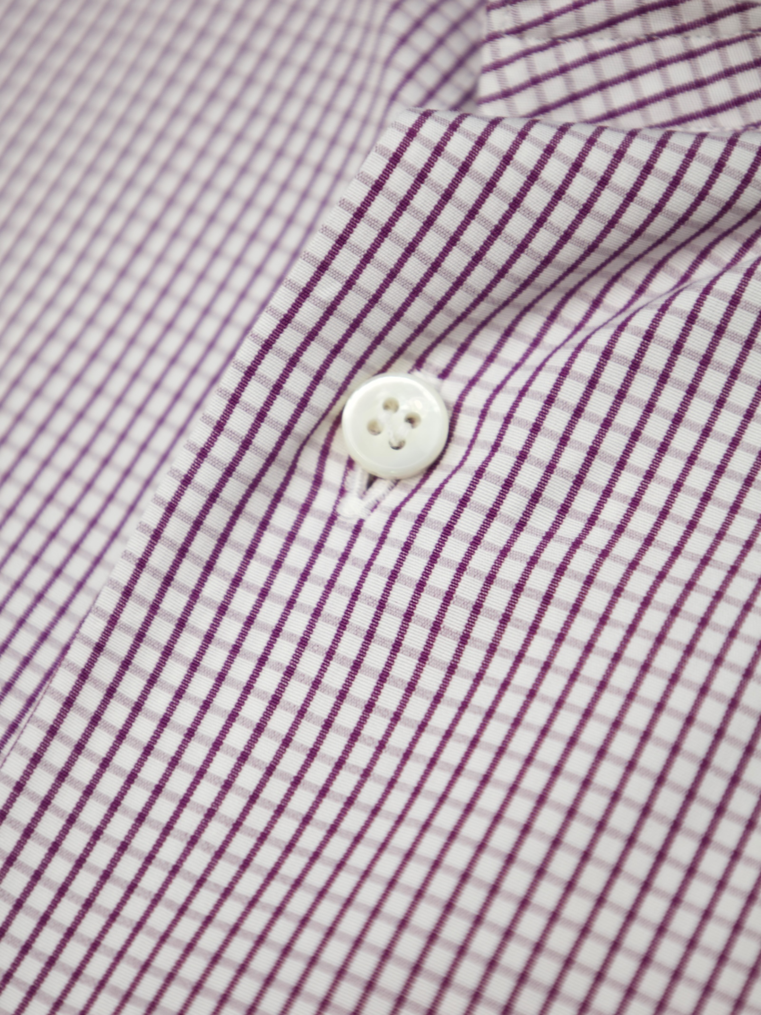 Brioni White & Aubergine Cotton Gingham Check Shirt