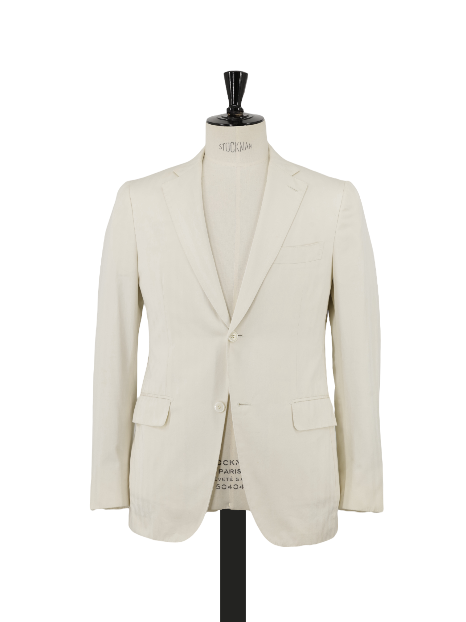 Isaia Offwhite Pure-Cotton Herringbone Summer Jacket