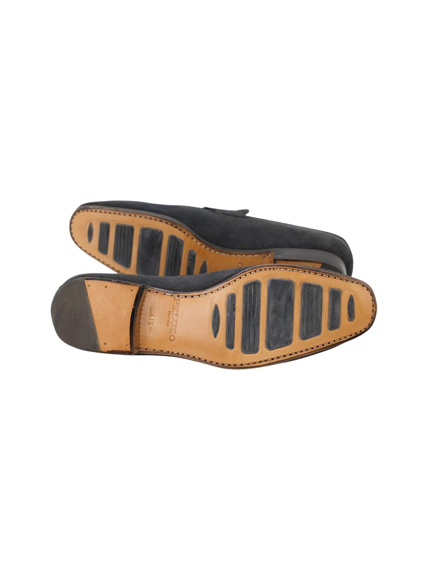 Peluso Napoli Steel Grey Suede Penny Loafers