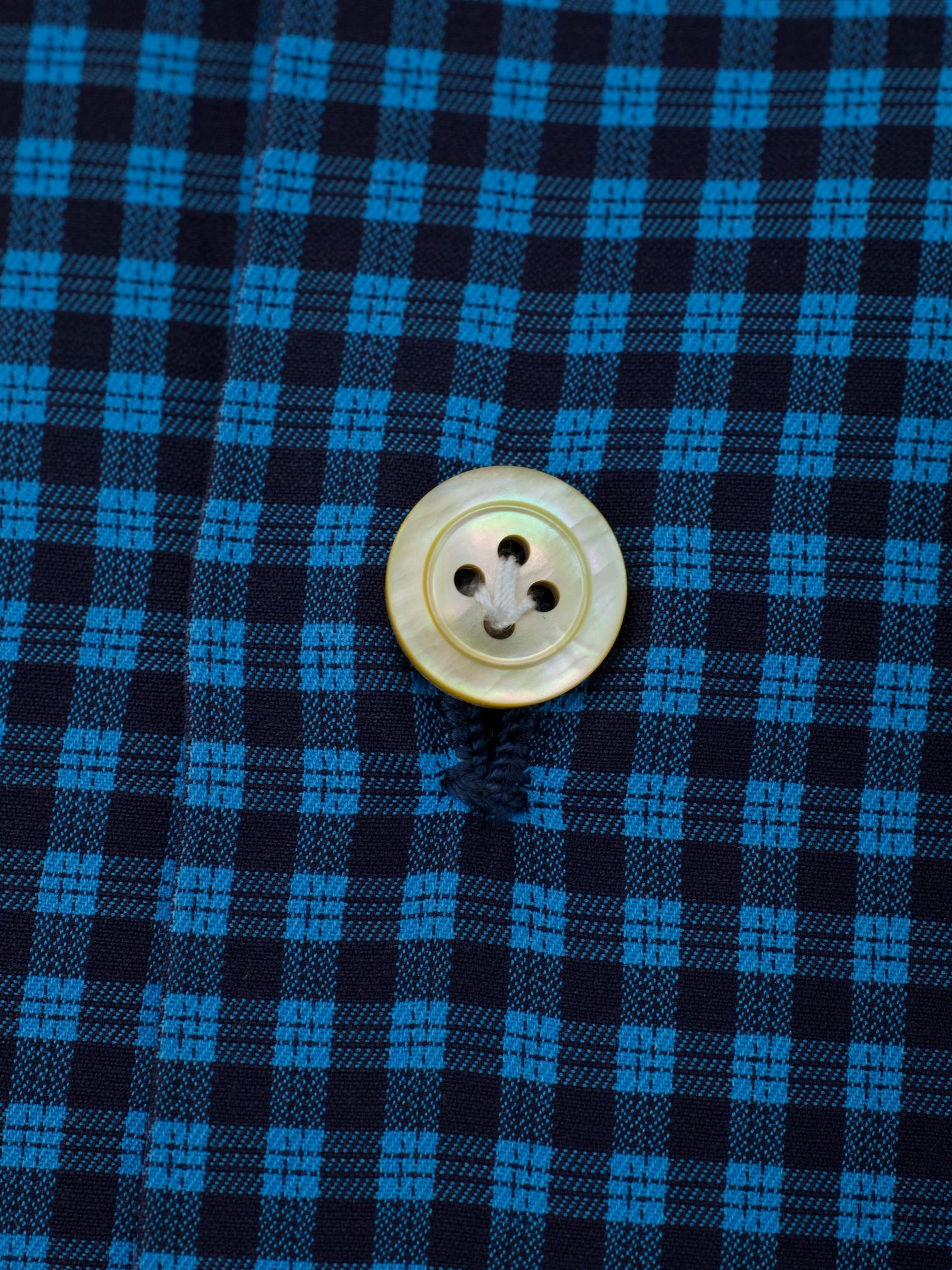Kiton Petrol & Navy Fine-Cotton Gingham Check Shirt